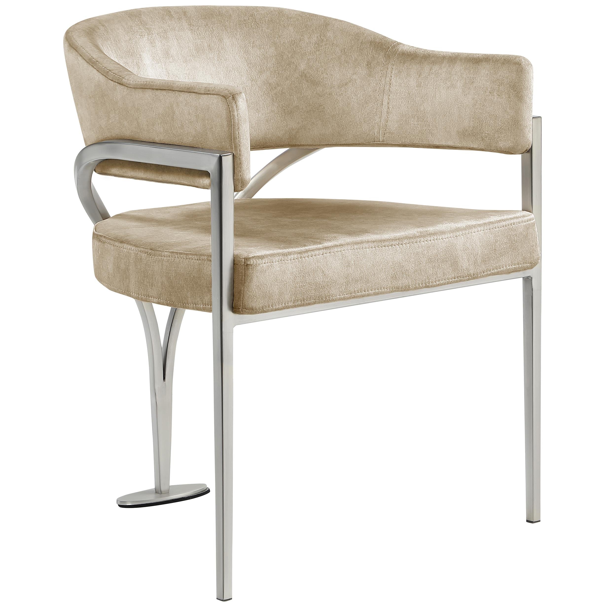 Meridian Madelyn Beige Velvet Dining Chair