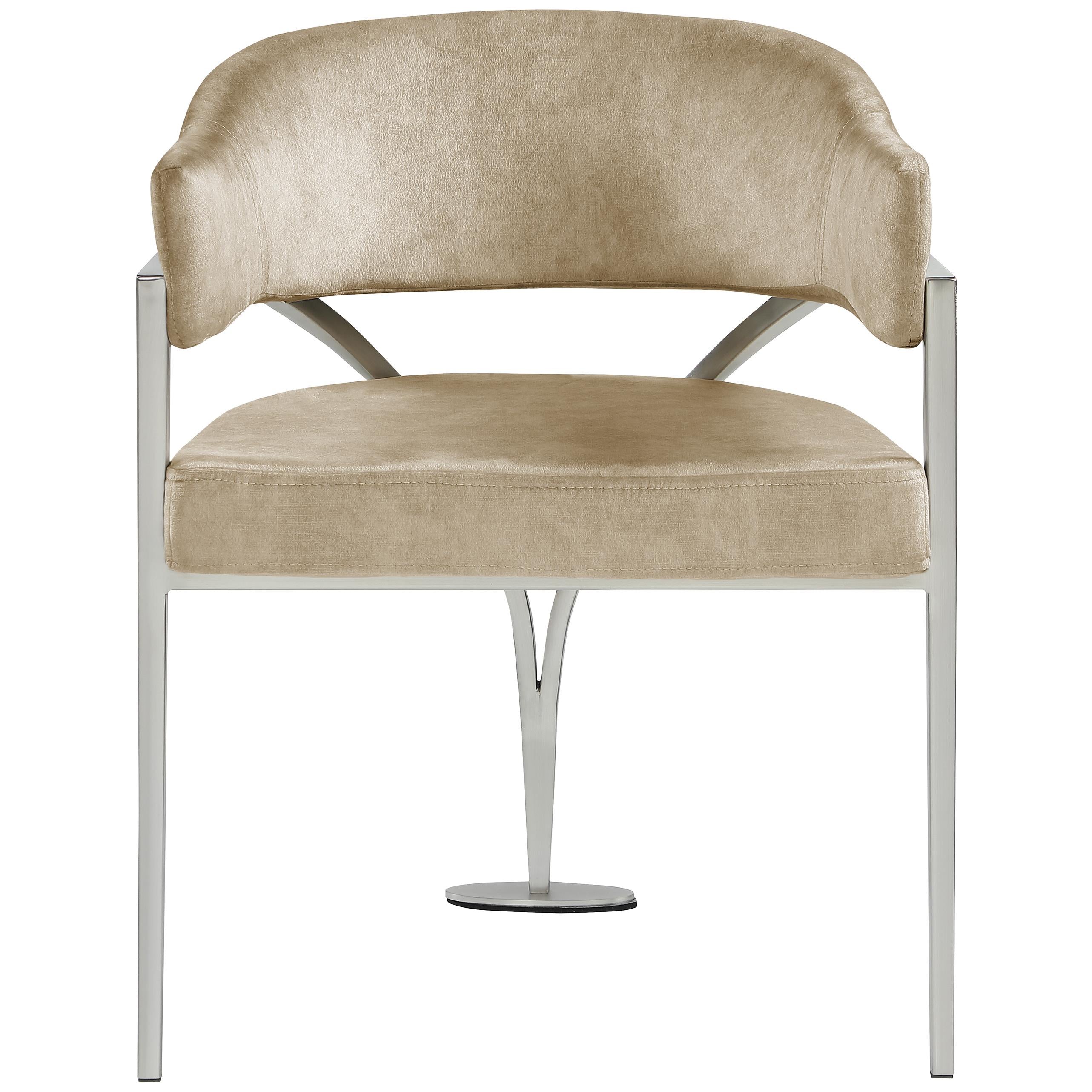 Meridian Madelyn Beige Velvet Dining Chair