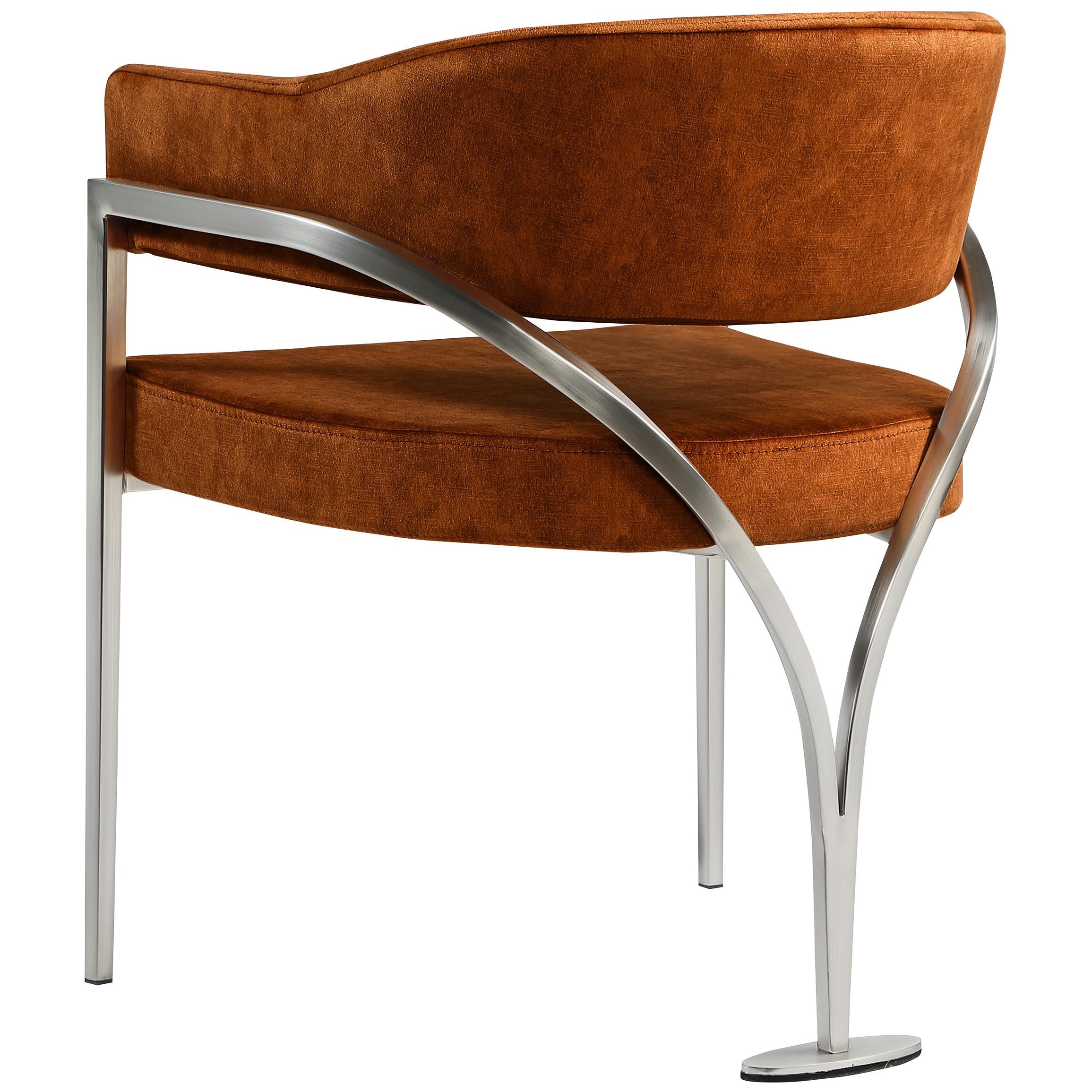 Meridian Madelyn Cognac Velvet Dining Chair