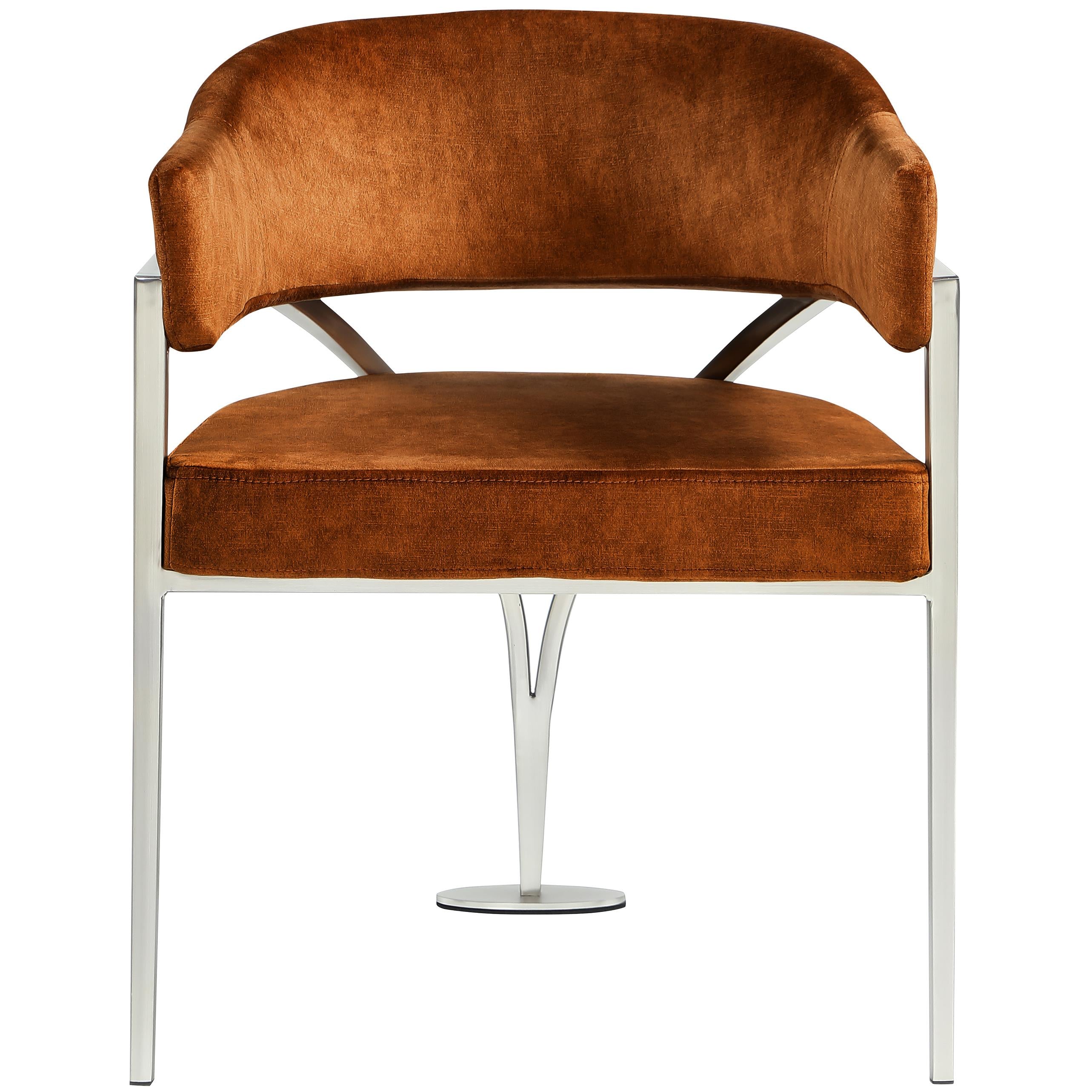 Meridian Madelyn Cognac Velvet Dining Chair