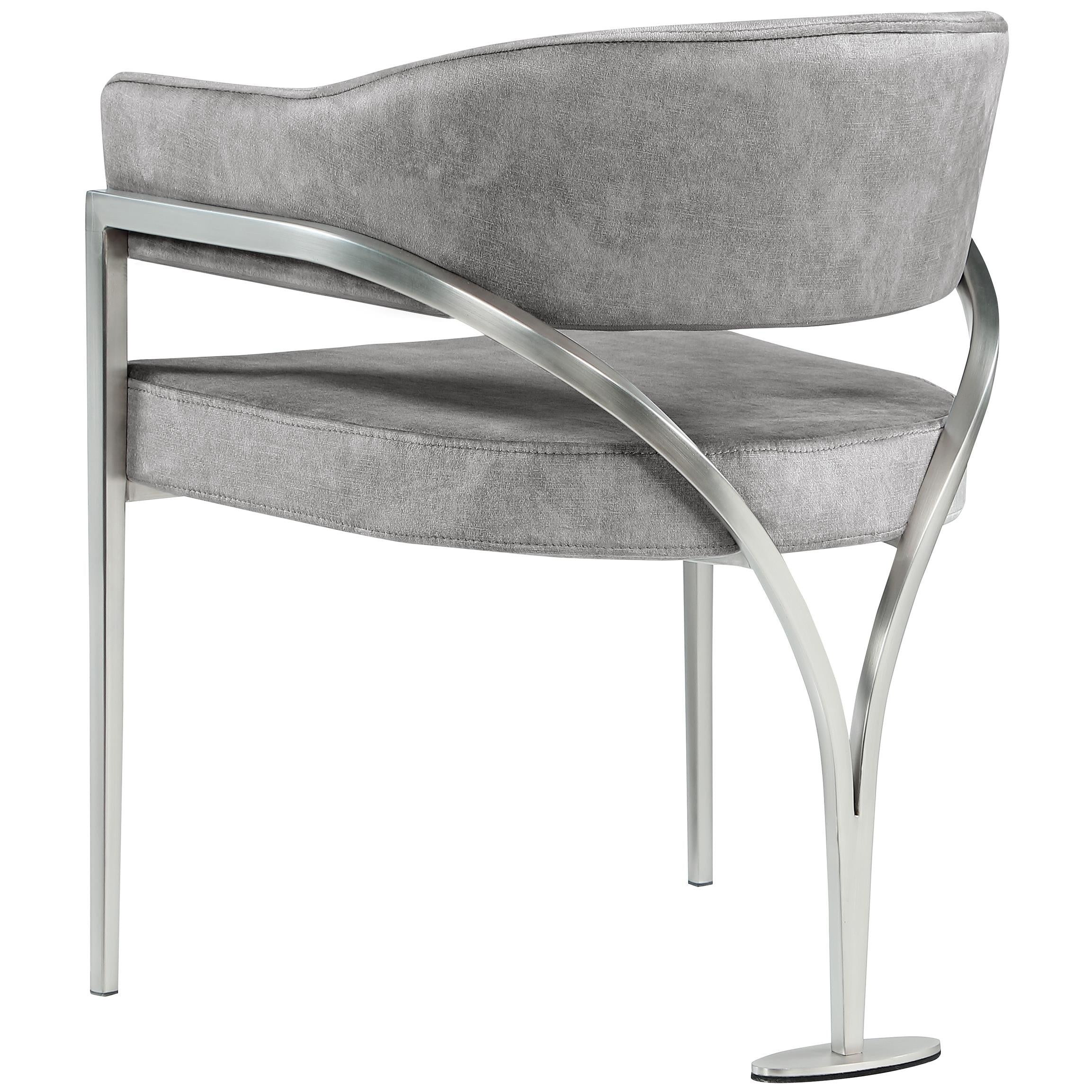 Meridian Madelyn Grey Velvet Dining Chair