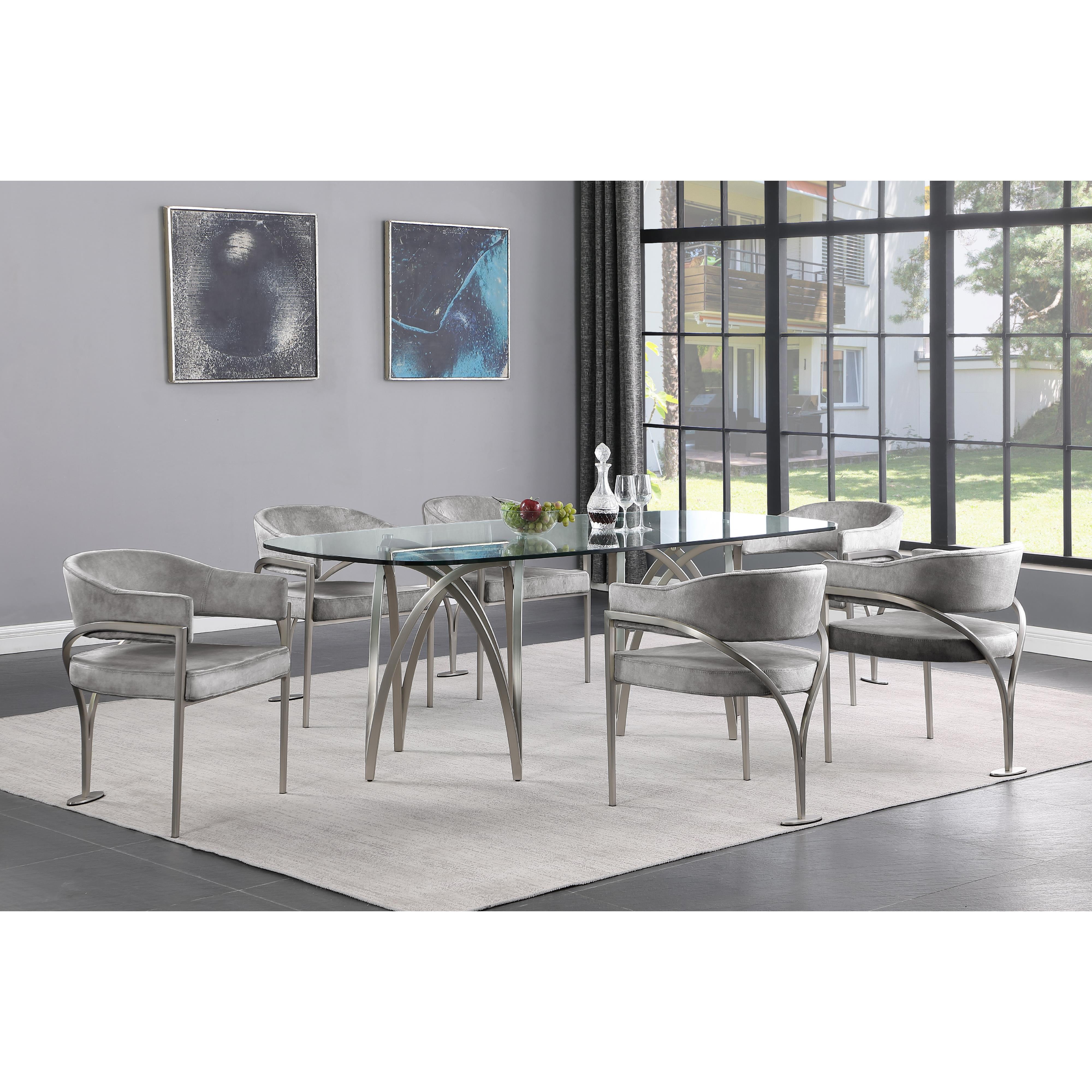 Meridian Madelyn Grey Velvet Dining Chair