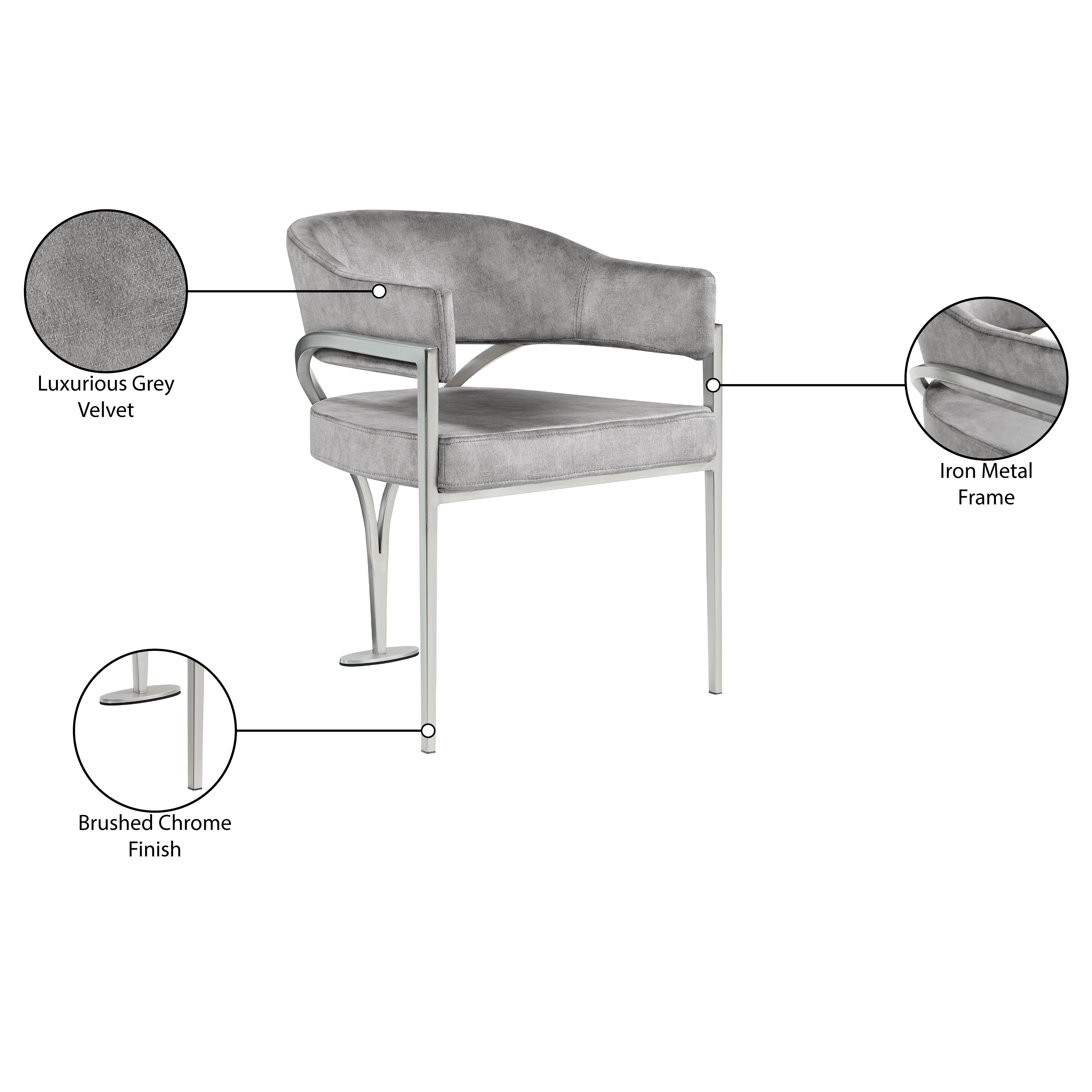 Meridian Madelyn Grey Velvet Dining Chair