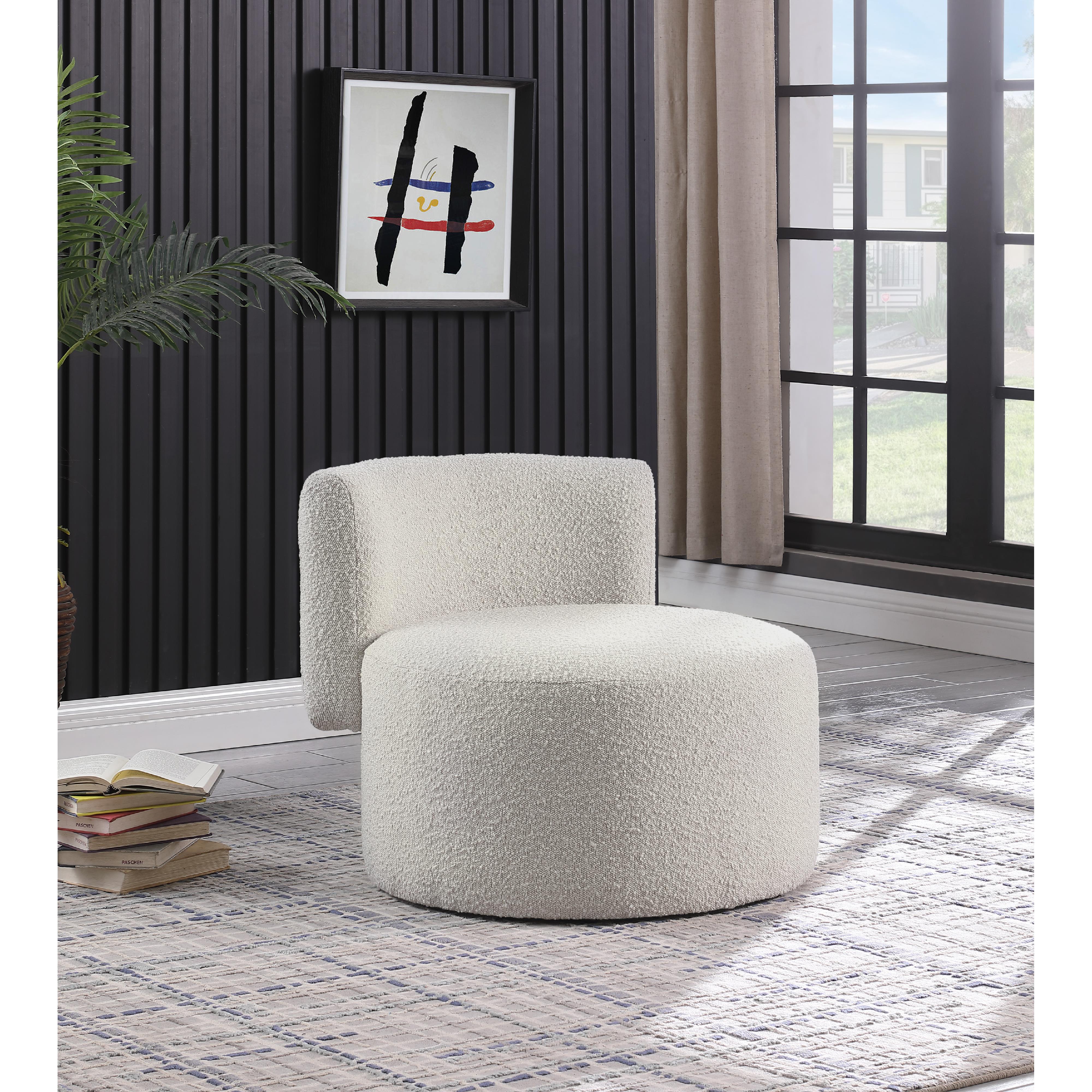 Meridian Como Cream Boucle Fabric Accent Chair