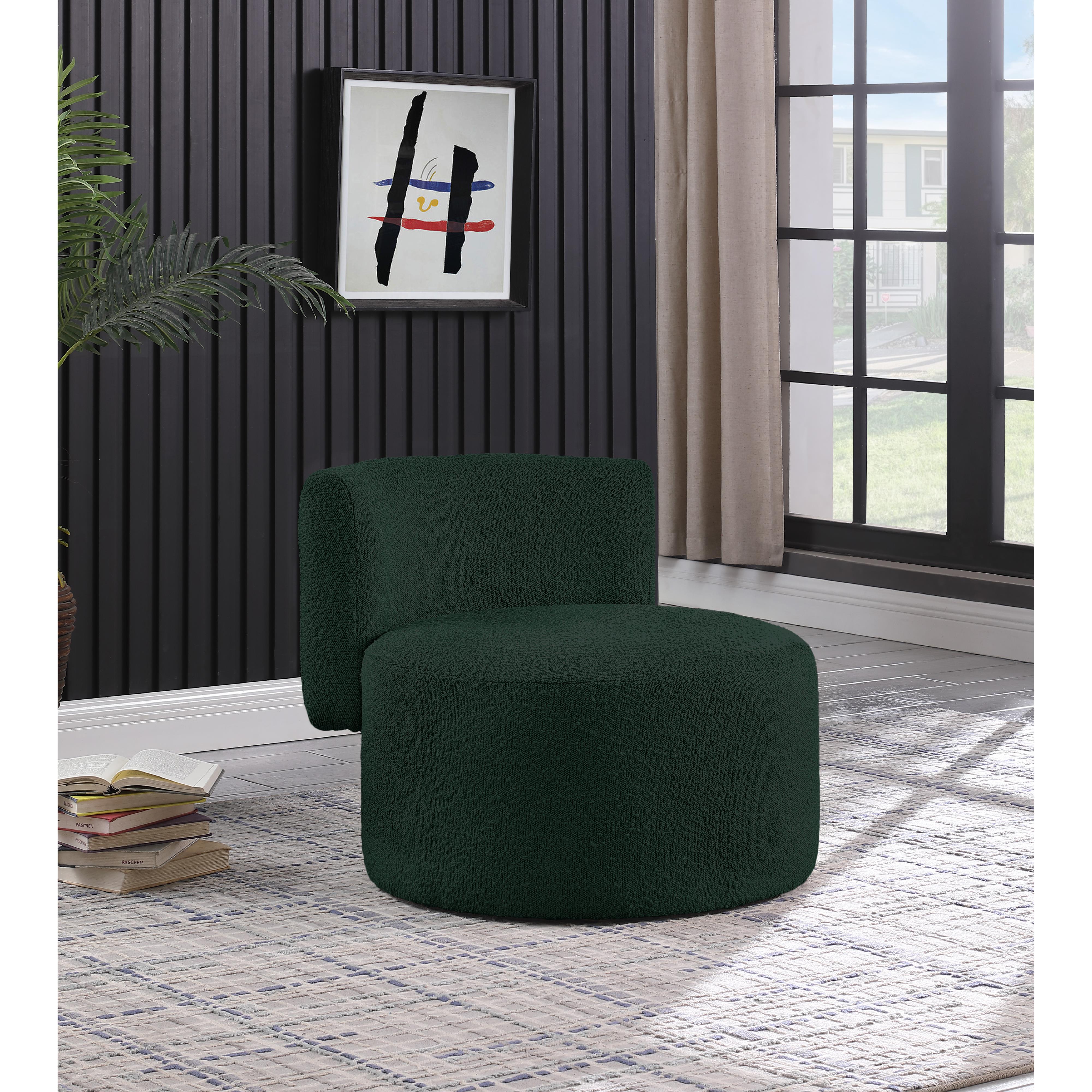 Meridian Como Green Boucle Fabric Accent Chair