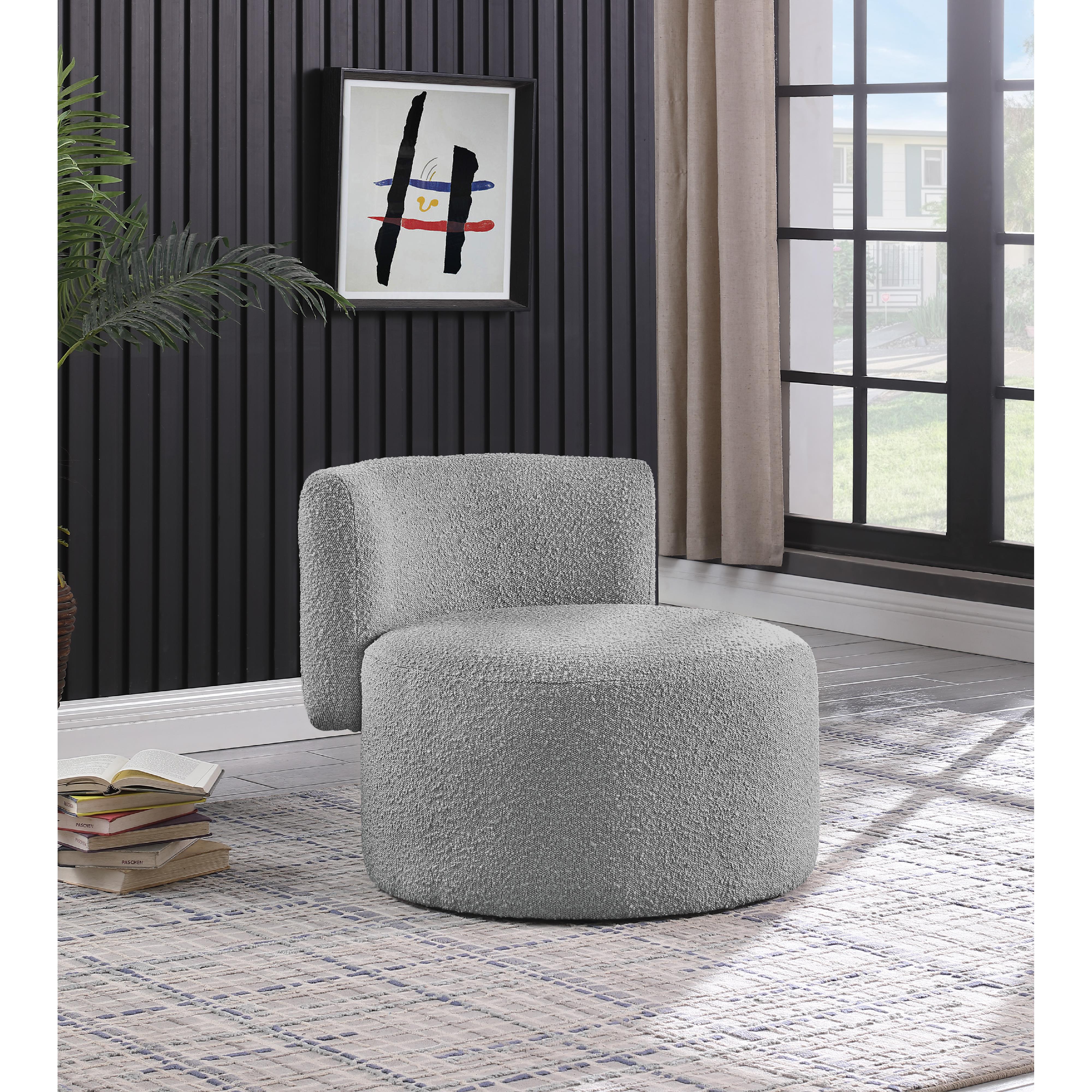 Meridian Como Grey Boucle Fabric Accent Chair