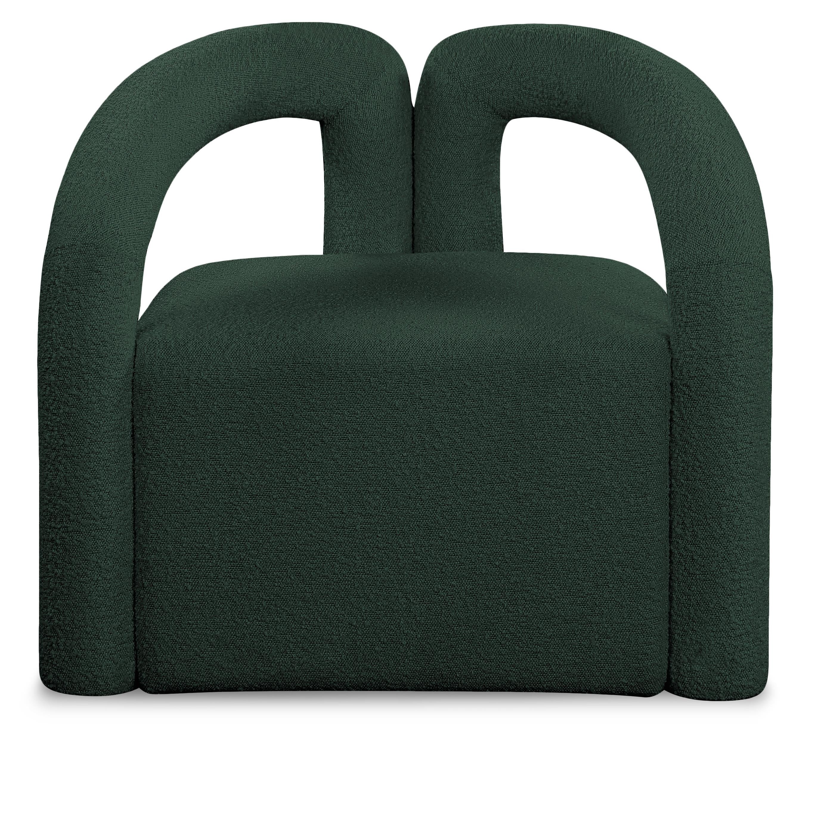 Meridian Otto Green Boucle Fabric Accent Chair
