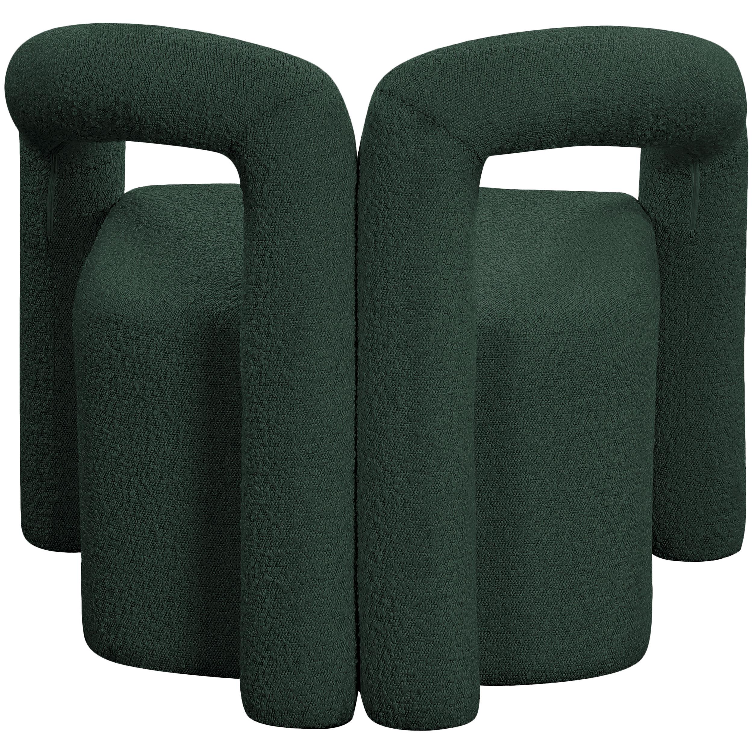 Meridian Otto Green Boucle Fabric Accent Chair