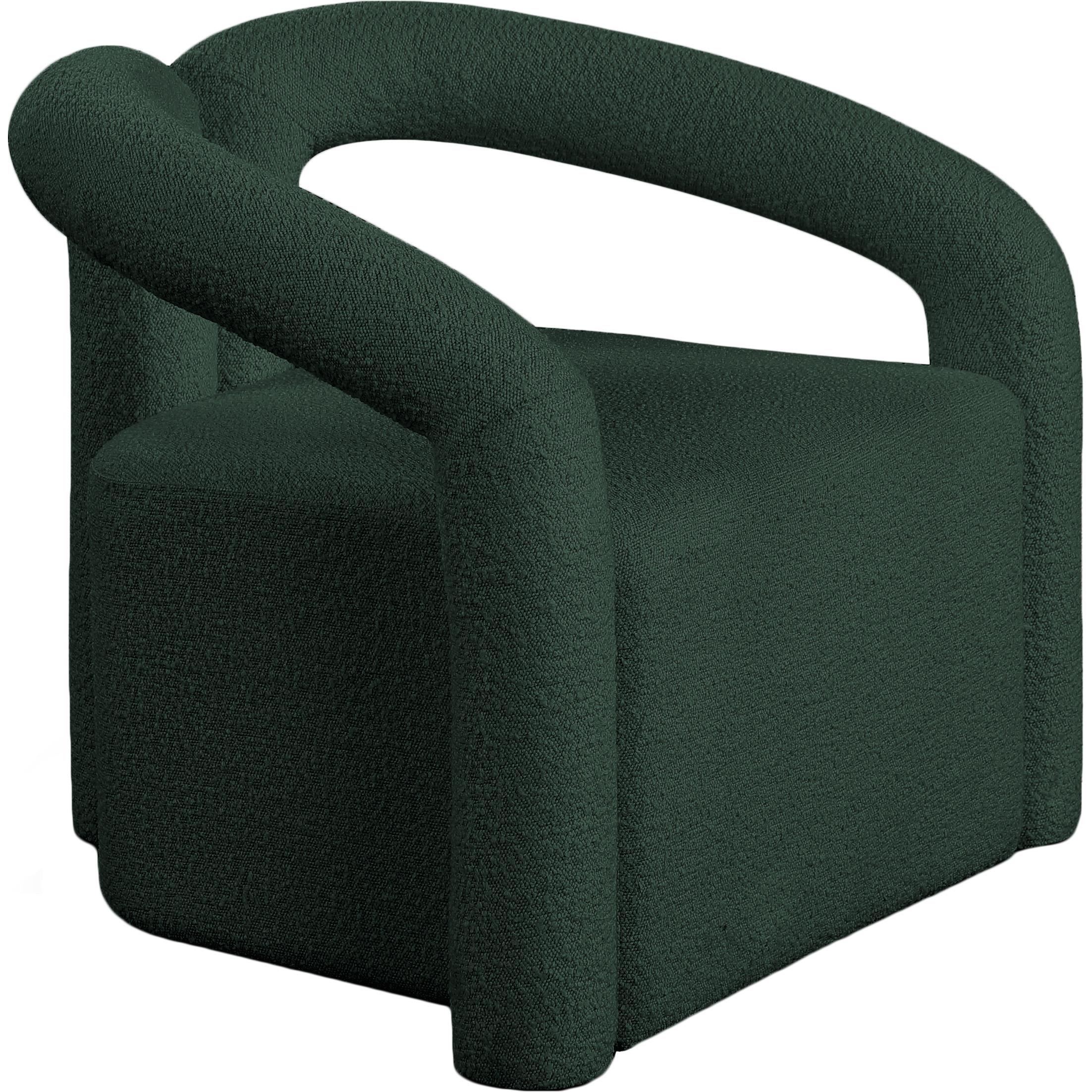 Meridian Otto Green Boucle Fabric Accent Chair