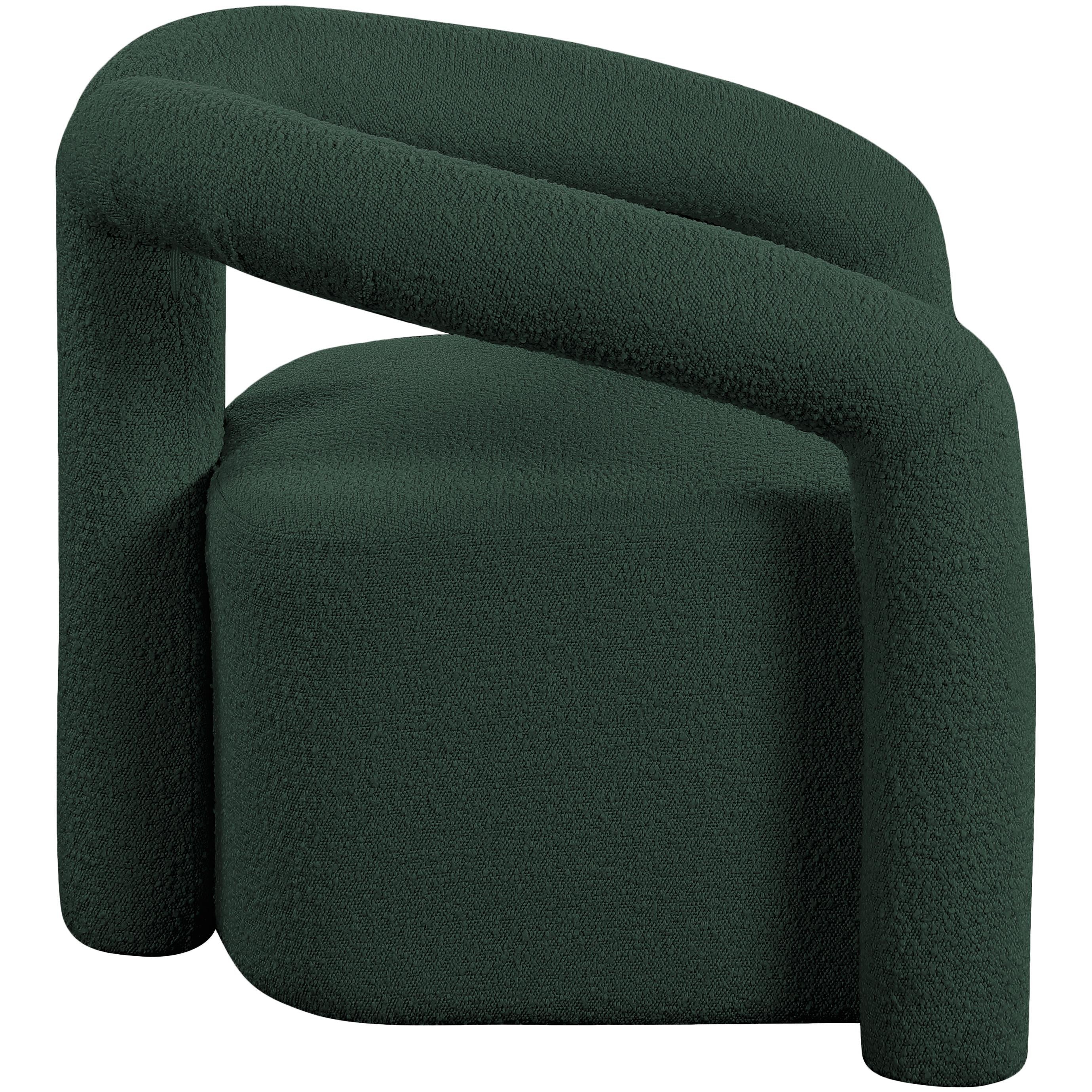 Meridian Otto Green Boucle Fabric Accent Chair