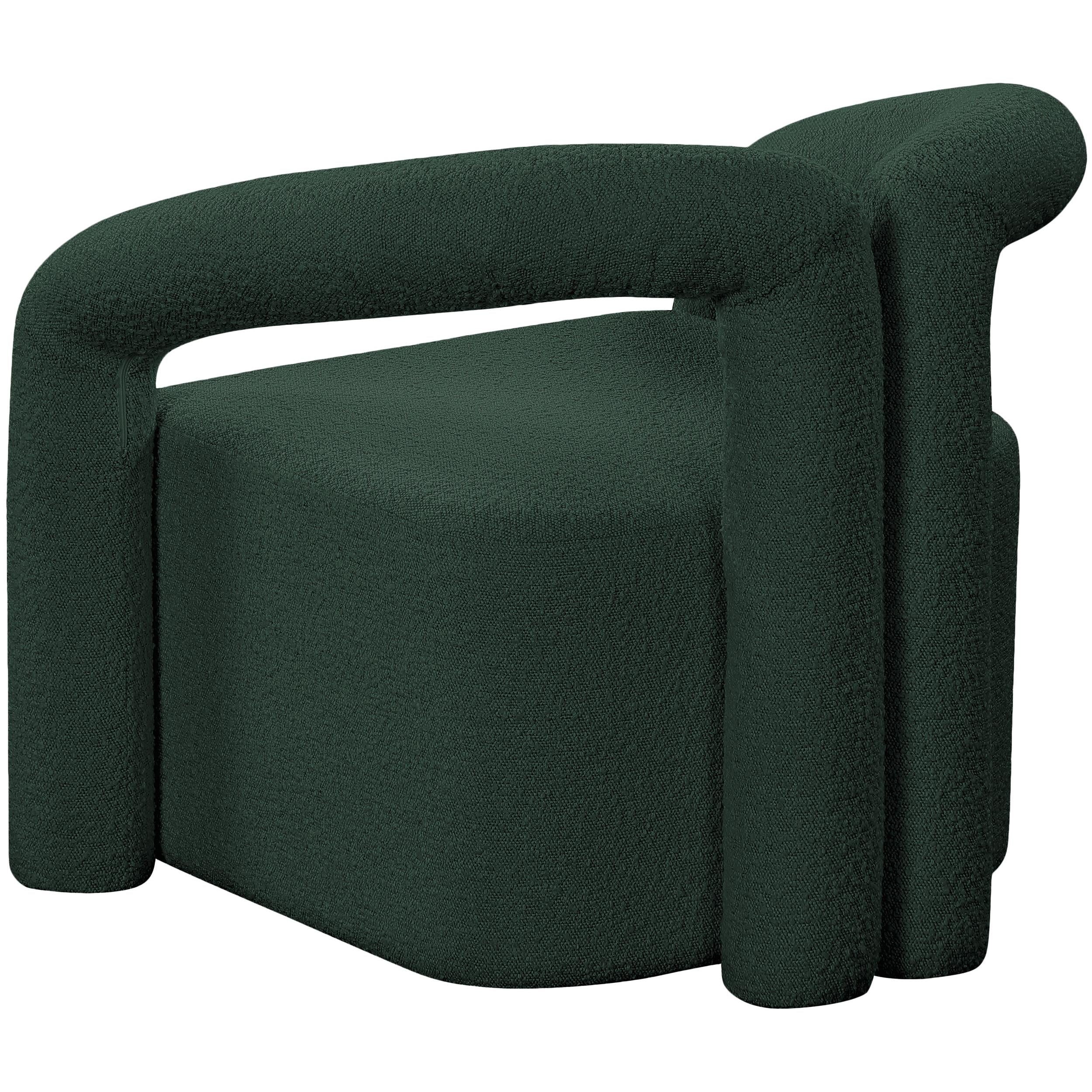Meridian Otto Green Boucle Fabric Accent Chair