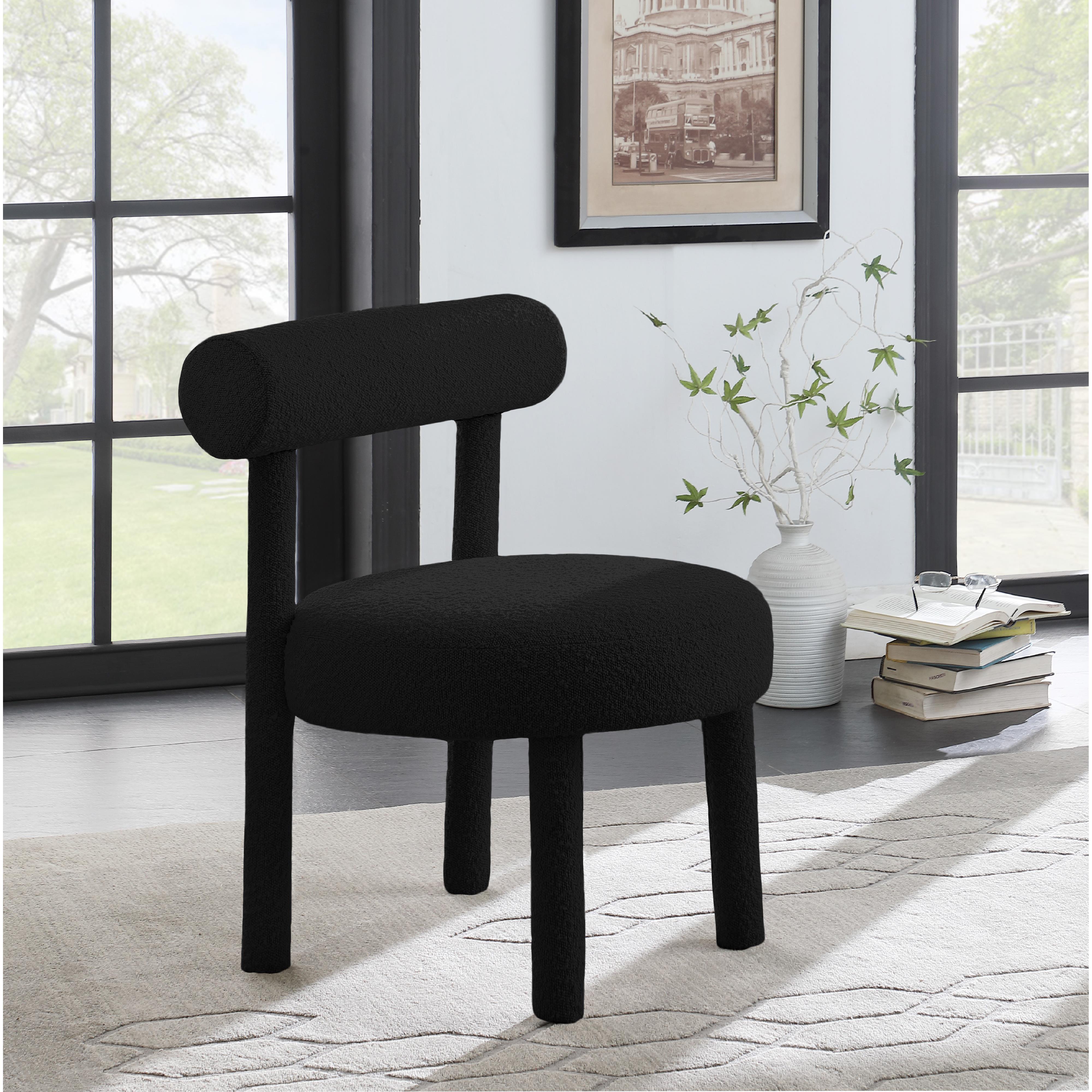 Meridian Parlor Black Boucle Fabric Accent Chair