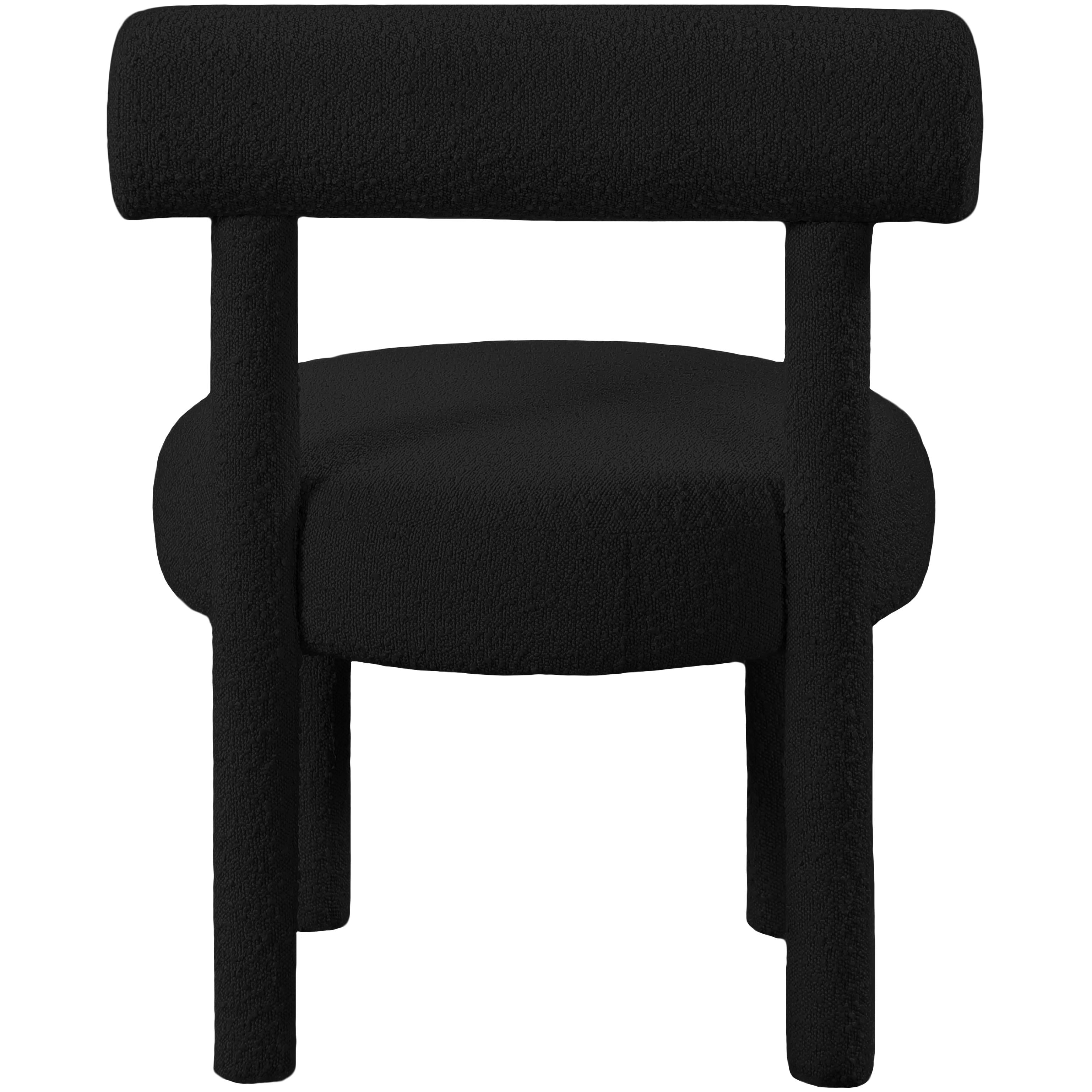 Meridian Parlor Black Boucle Fabric Accent Chair