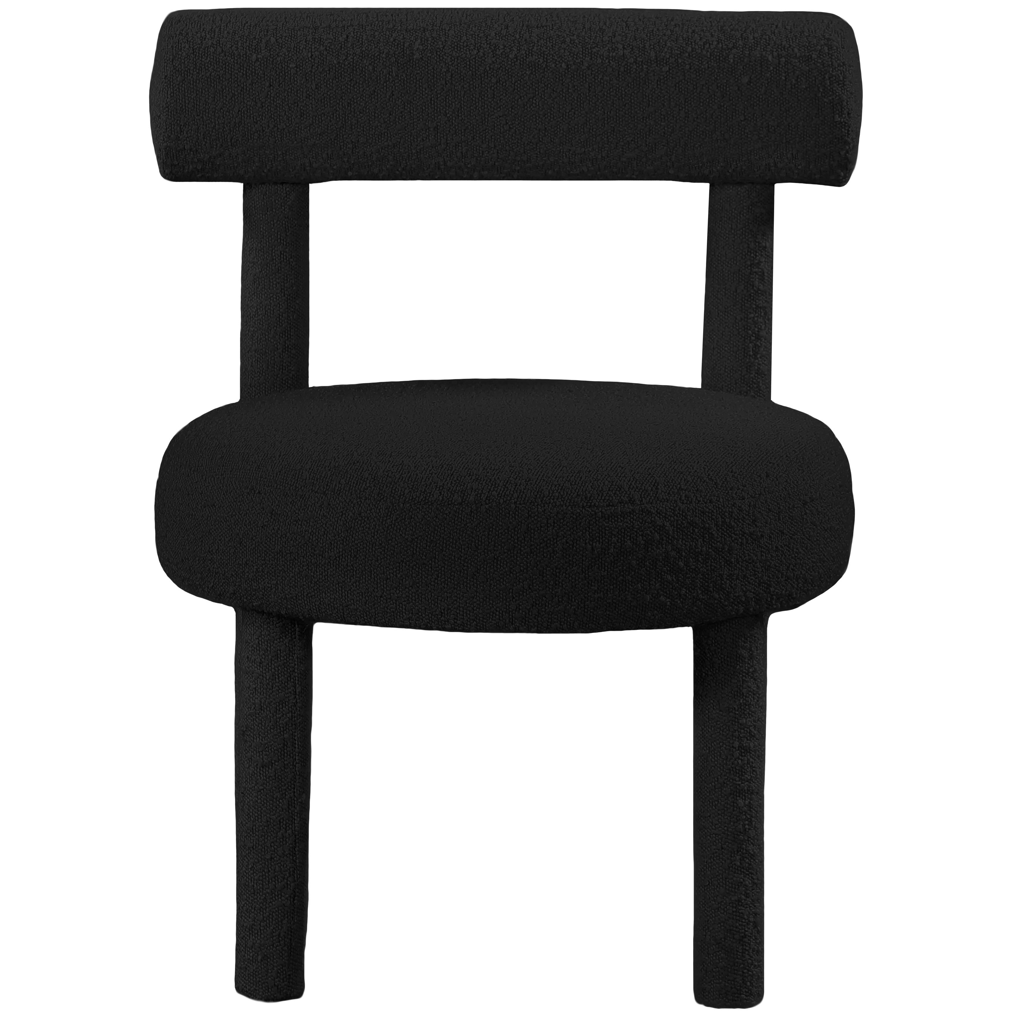 Meridian Parlor Black Boucle Fabric Accent Chair