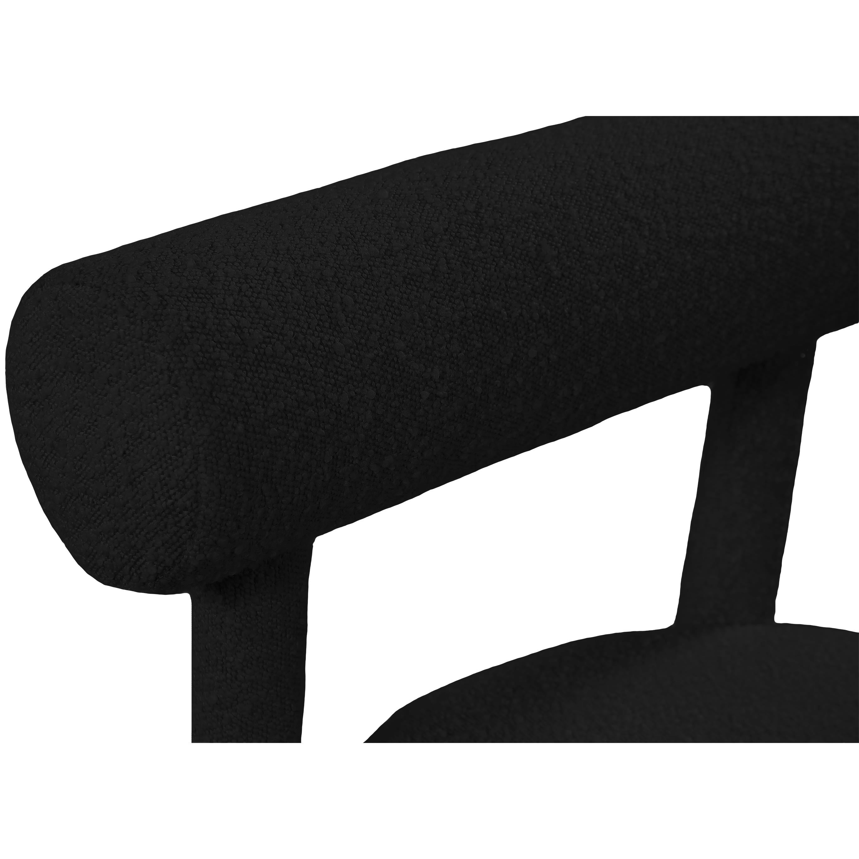 Meridian Parlor Black Boucle Fabric Accent Chair