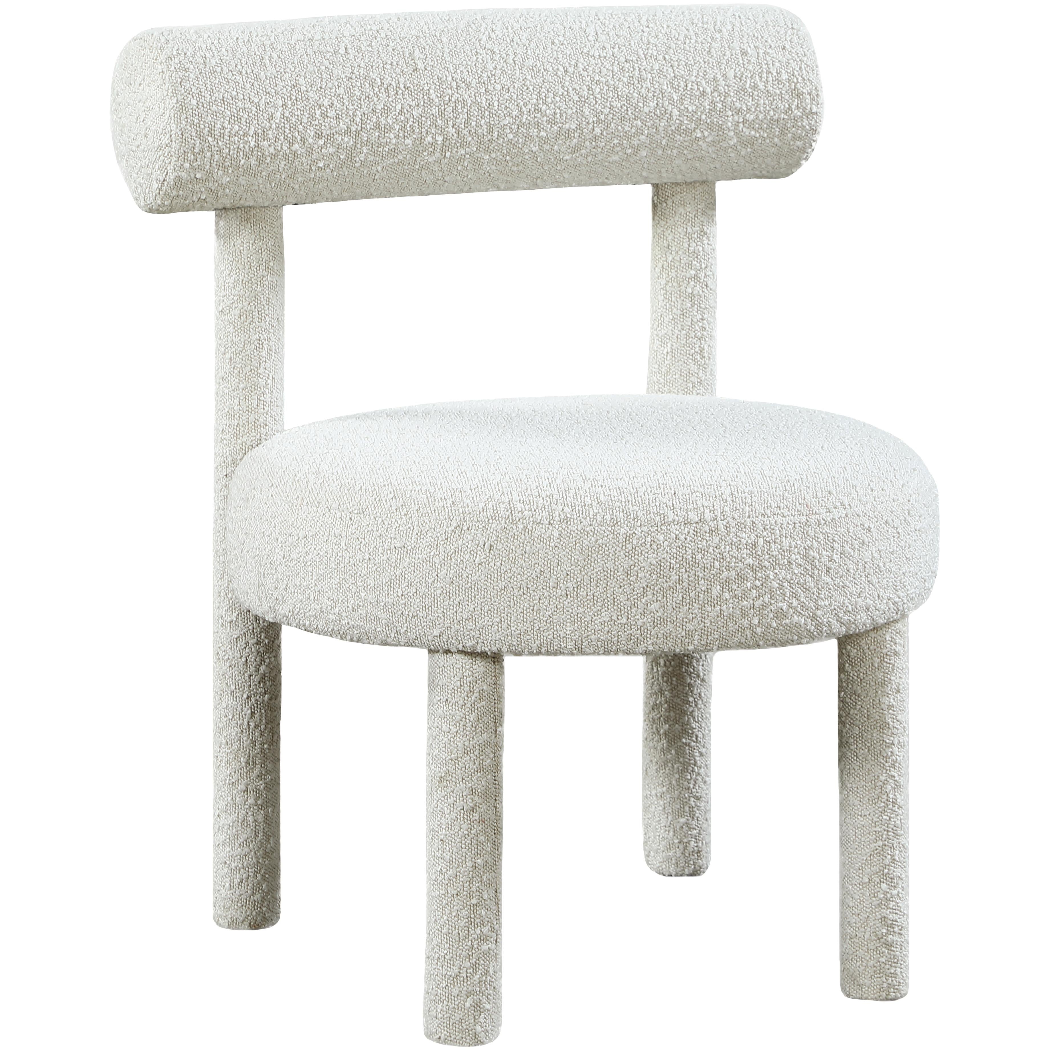 Meridian Parlor Cream Boucle Fabric Accent Chair