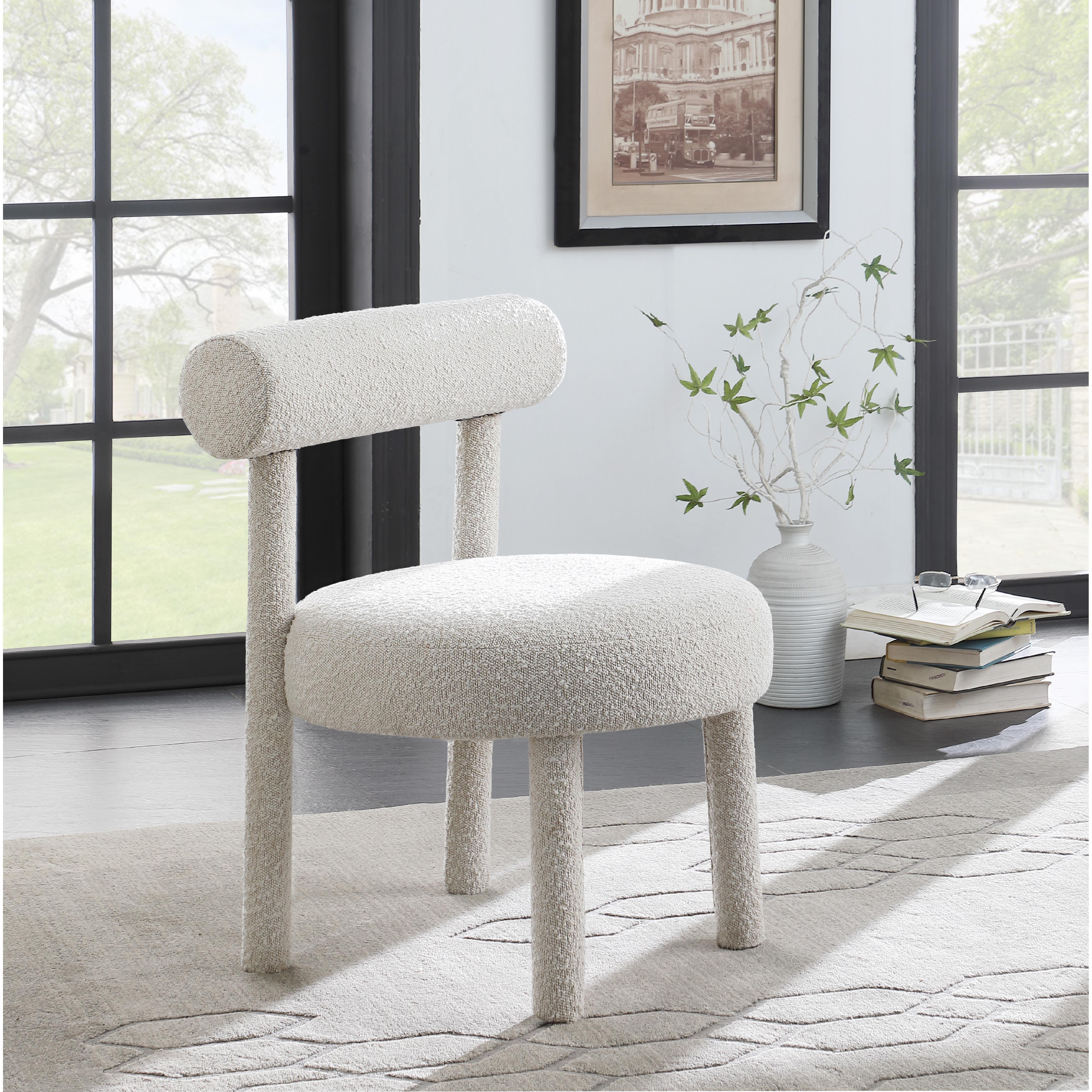 Meridian Parlor Cream Boucle Fabric Accent Chair