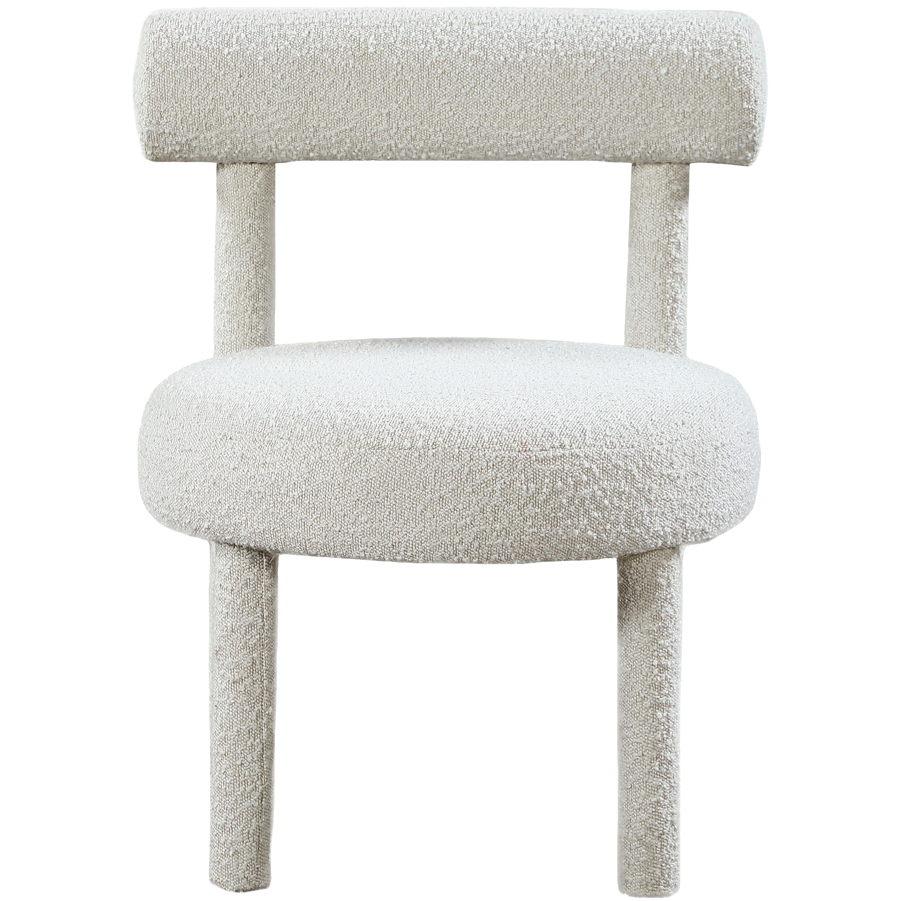 Meridian Parlor Cream Boucle Fabric Accent Chair
