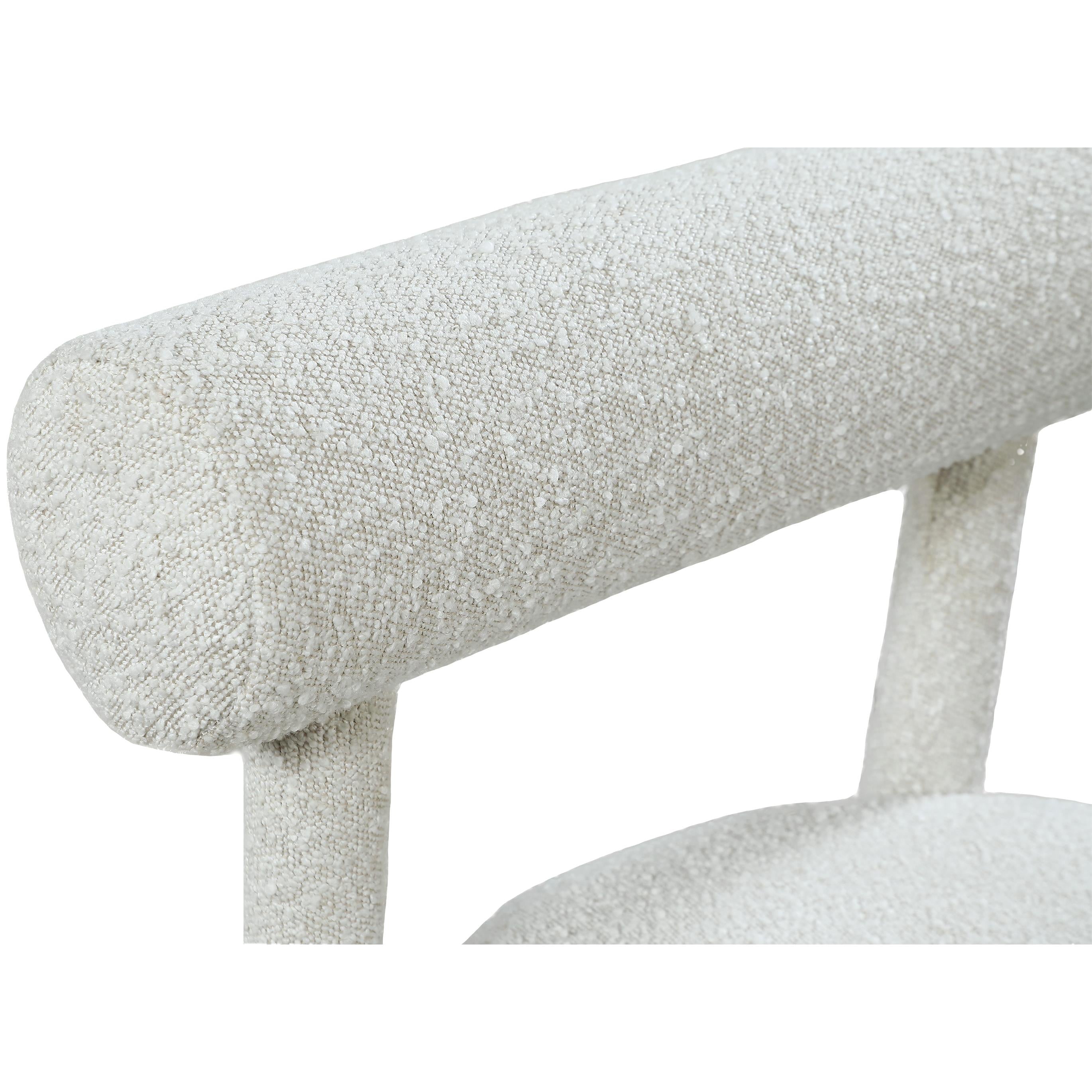 Meridian Parlor Cream Boucle Fabric Accent Chair