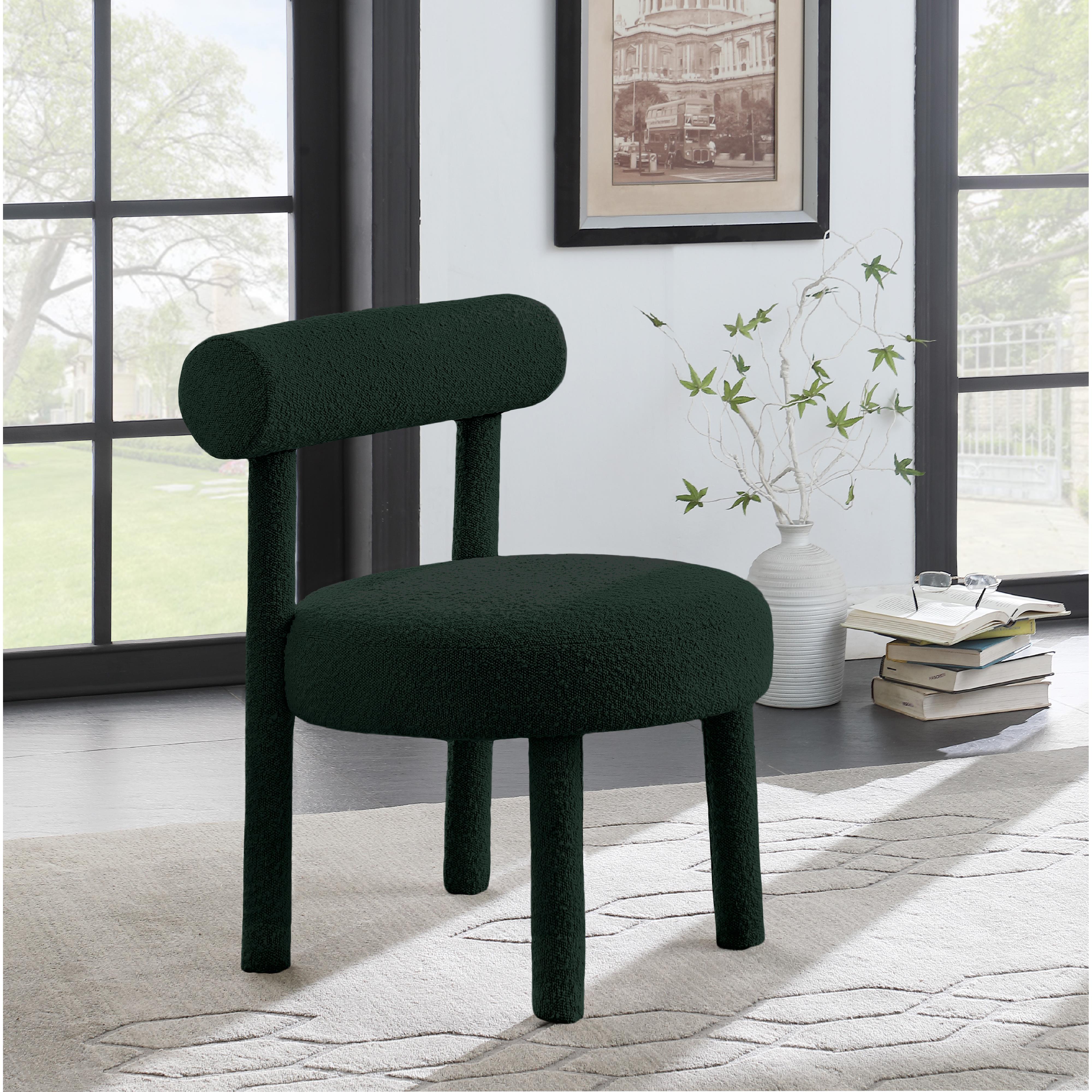 Meridian Parlor Green Boucle Fabric Accent Chair