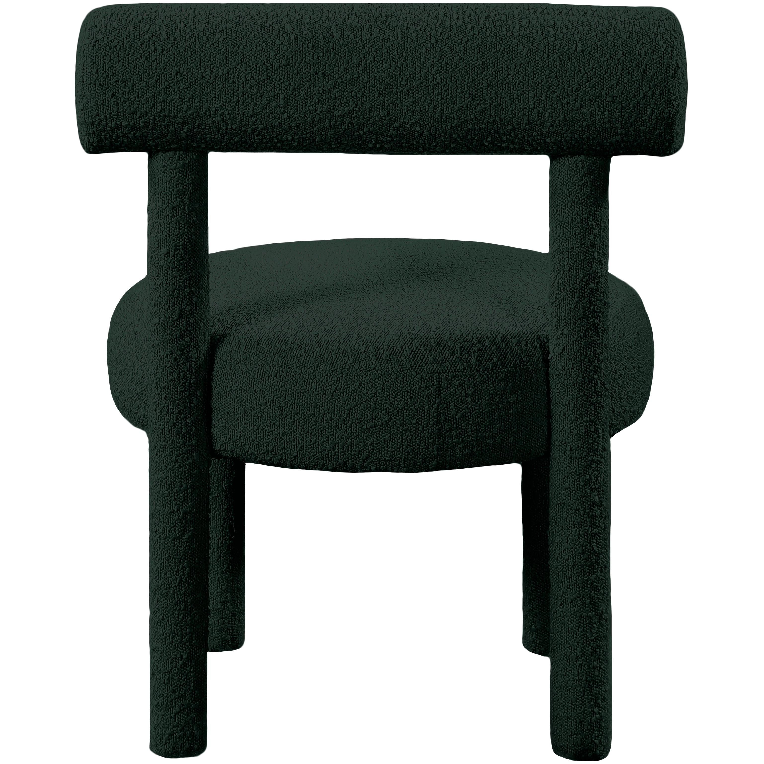 Meridian Parlor Green Boucle Fabric Accent Chair
