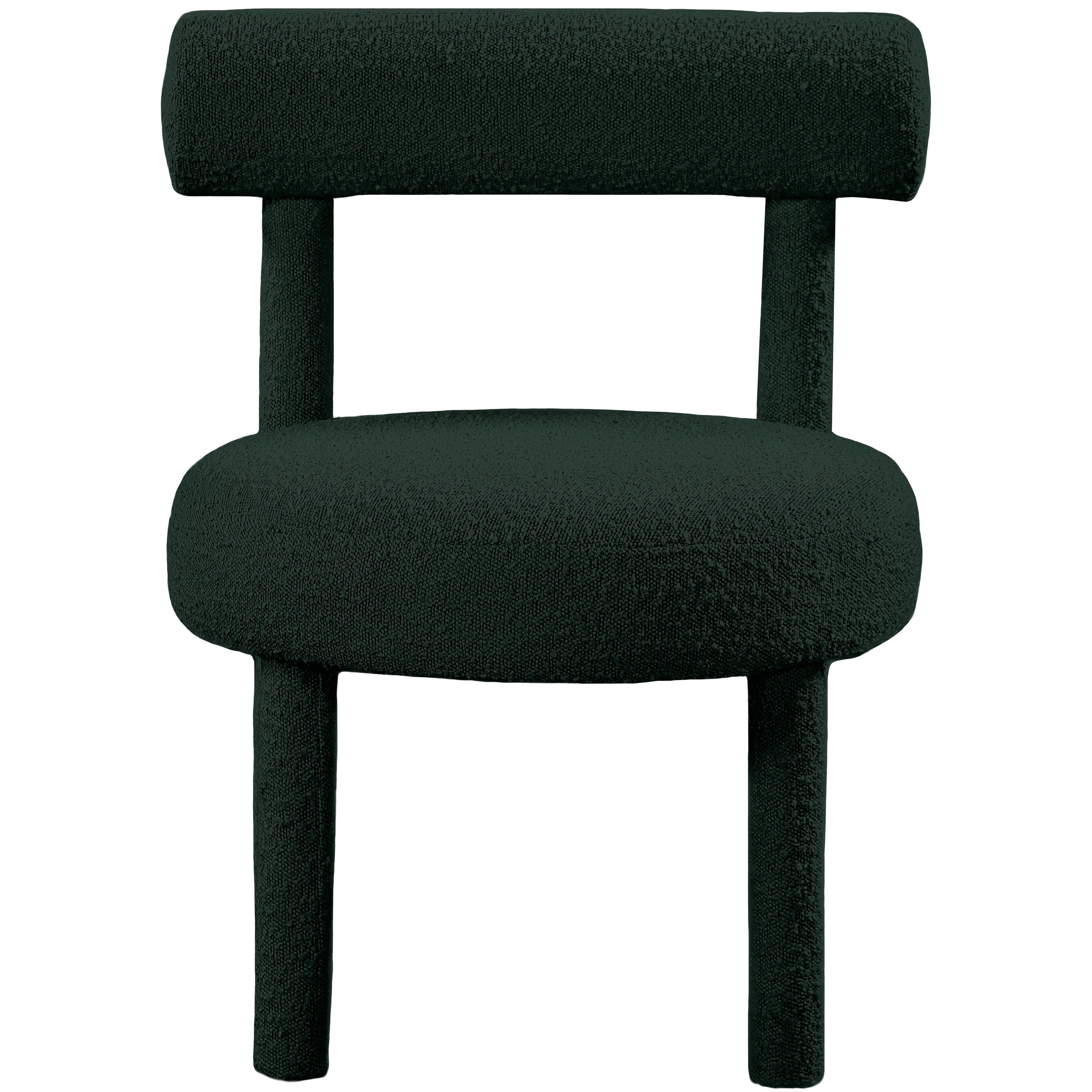 Meridian Parlor Green Boucle Fabric Accent Chair