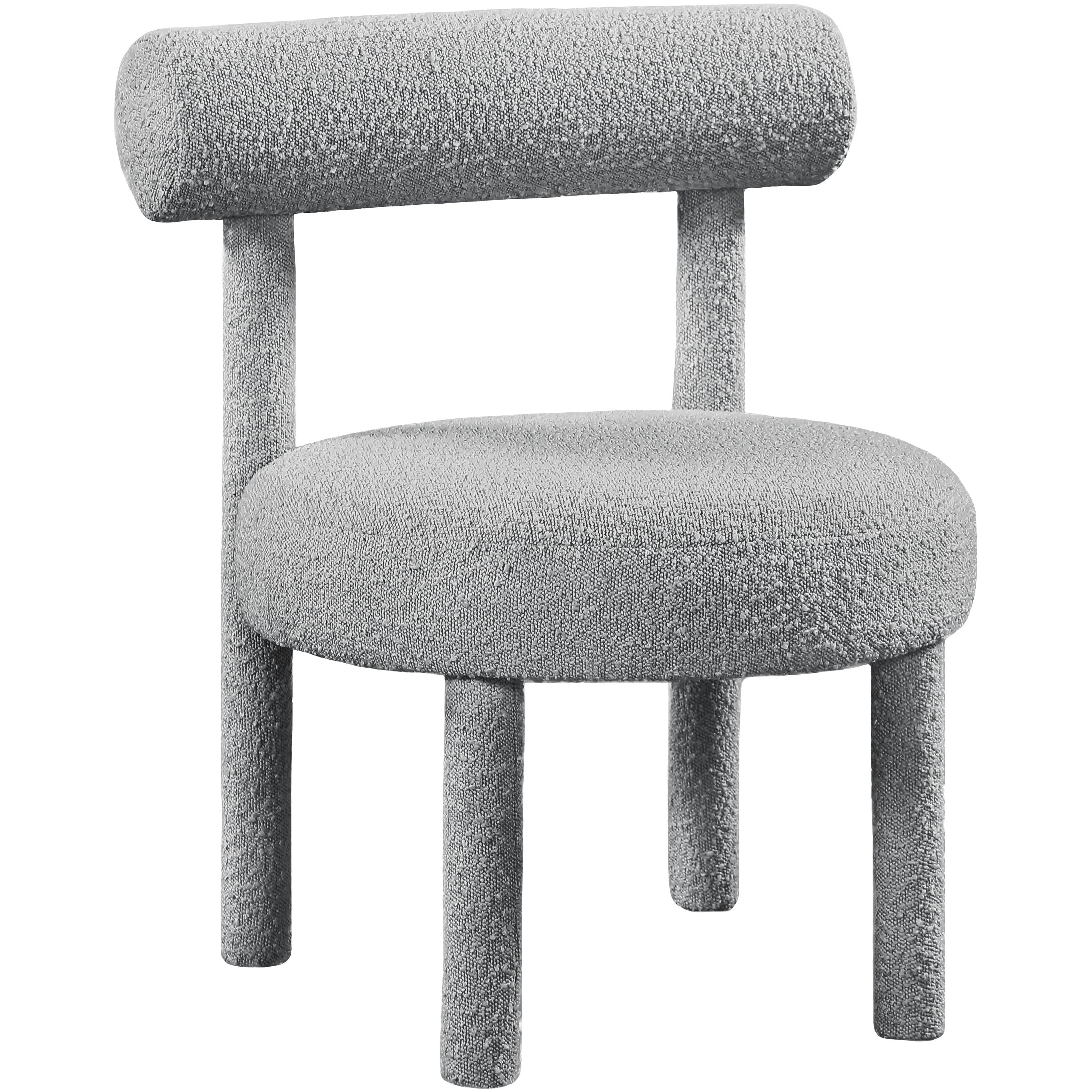 Meridian Parlor Grey Boucle Fabric Accent Chair