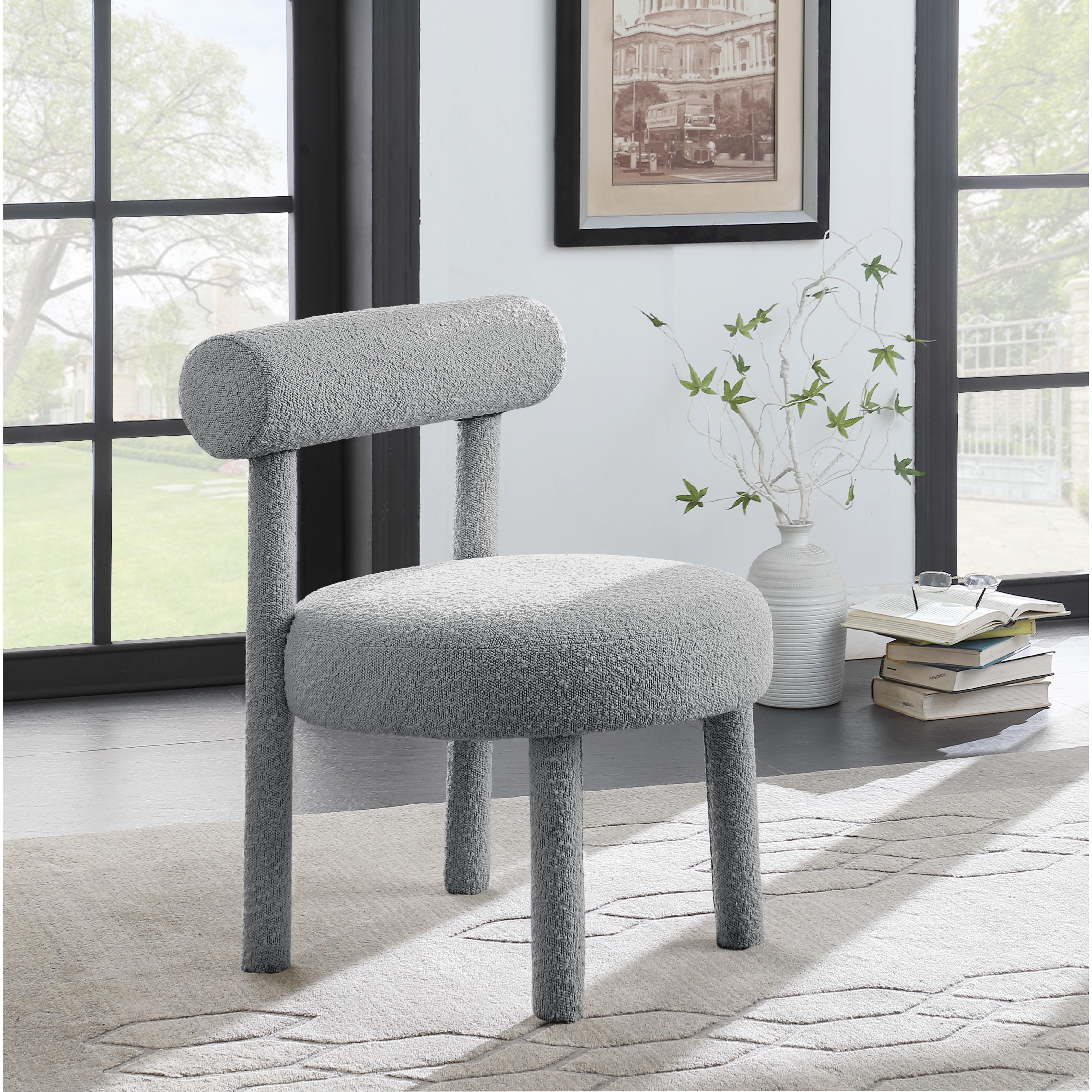 Meridian Parlor Grey Boucle Fabric Accent Chair