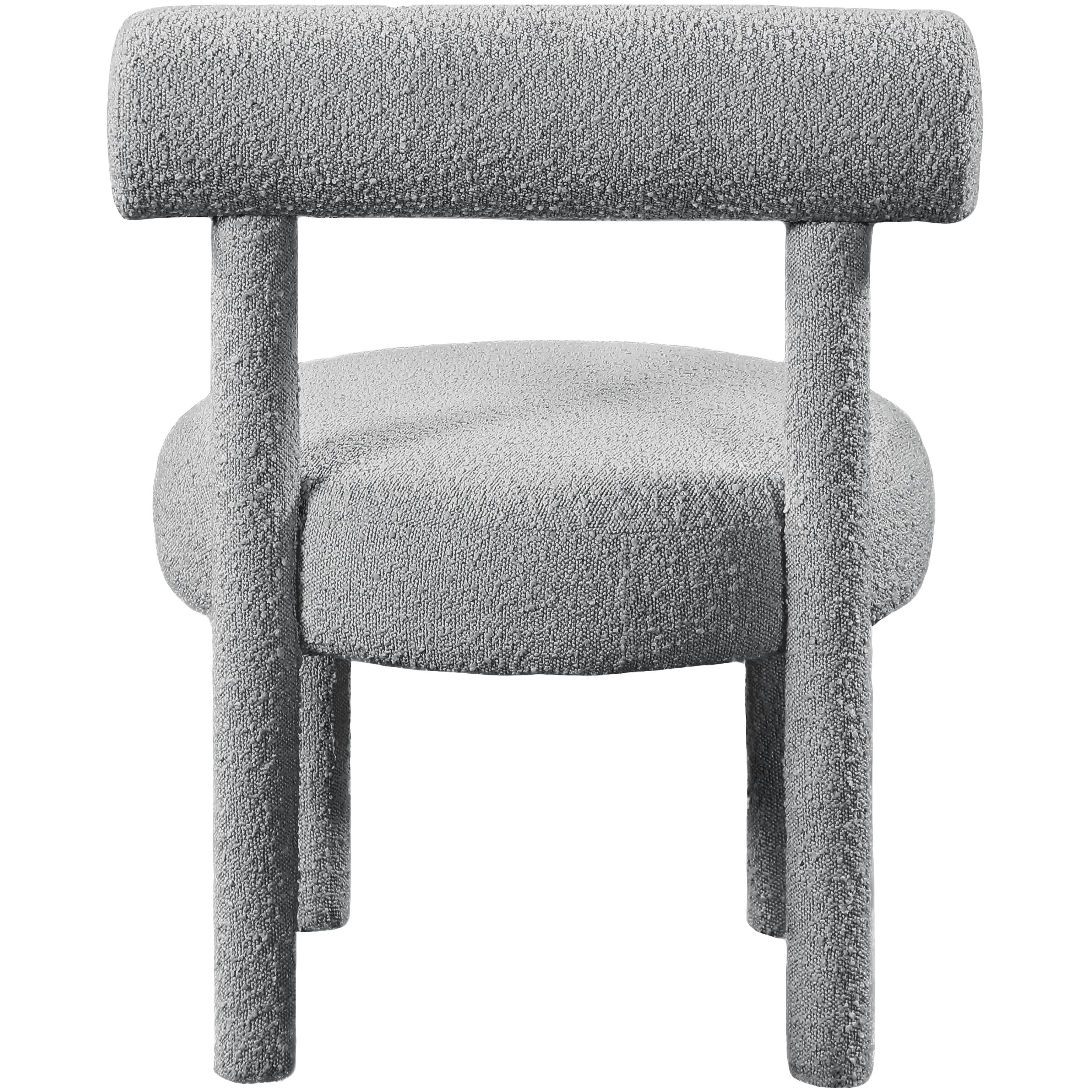 Meridian Parlor Grey Boucle Fabric Accent Chair