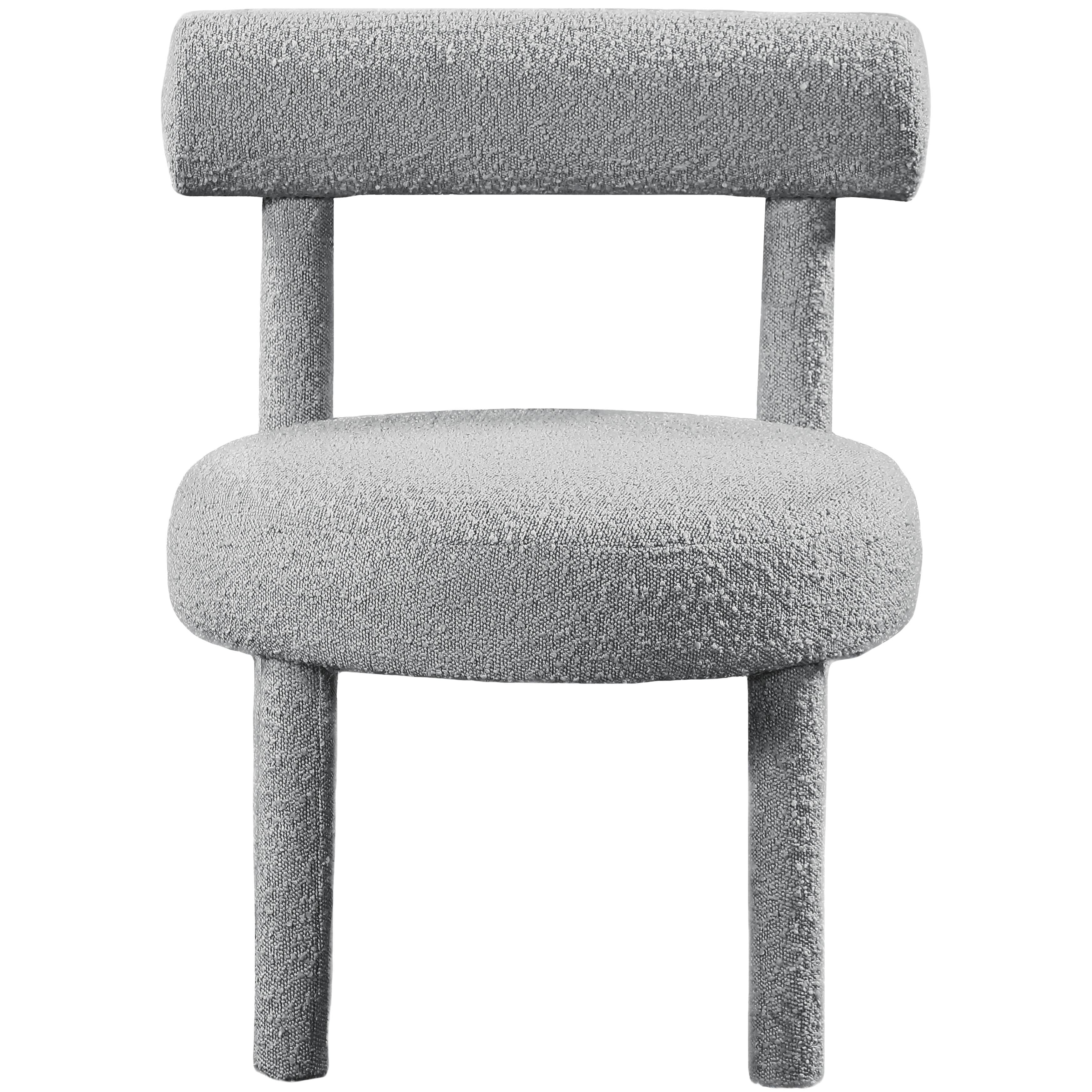 Meridian Parlor Grey Boucle Fabric Accent Chair