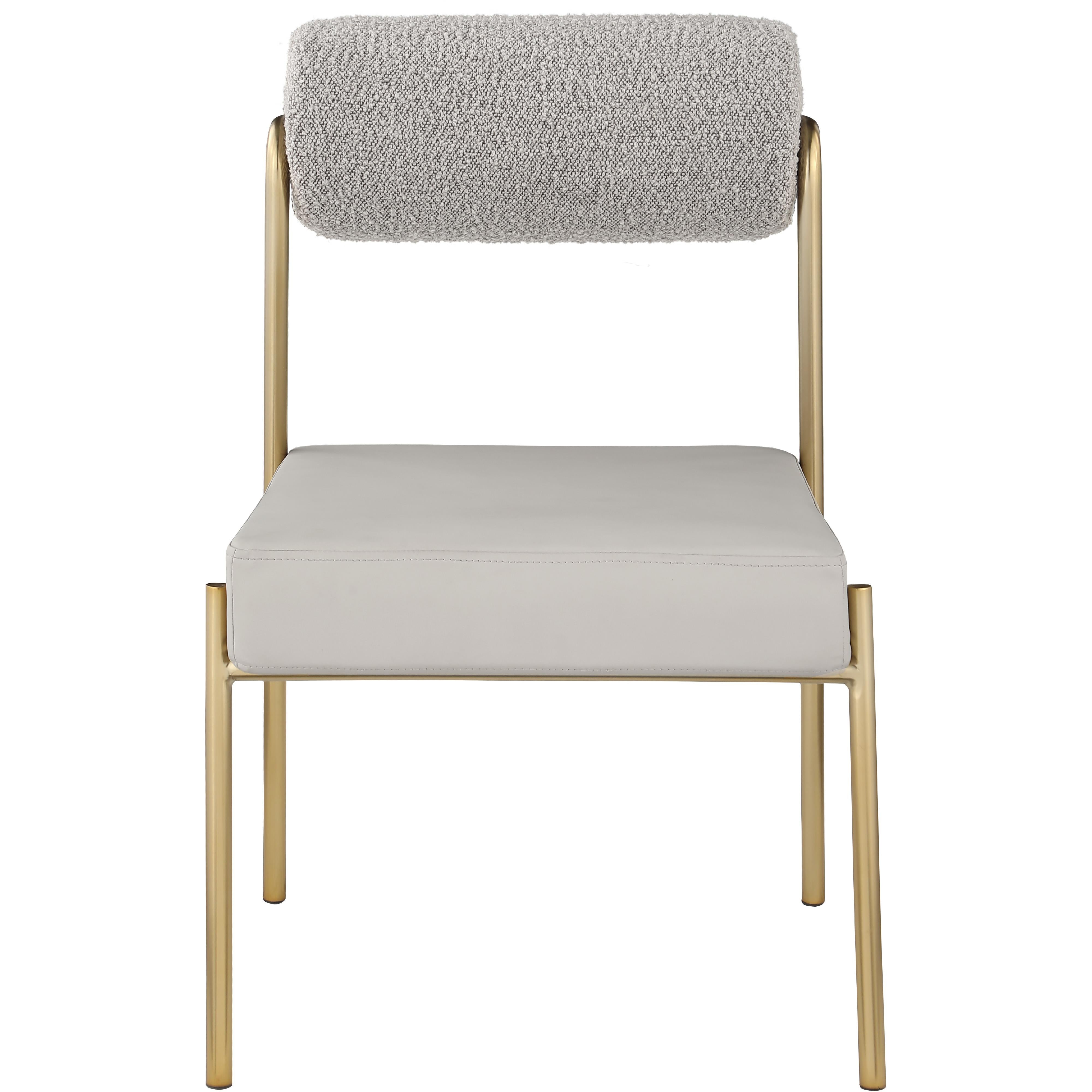 Meridian Carly Taupe Vegan Leather Seat / Boucle Fabric Back Dining Chair