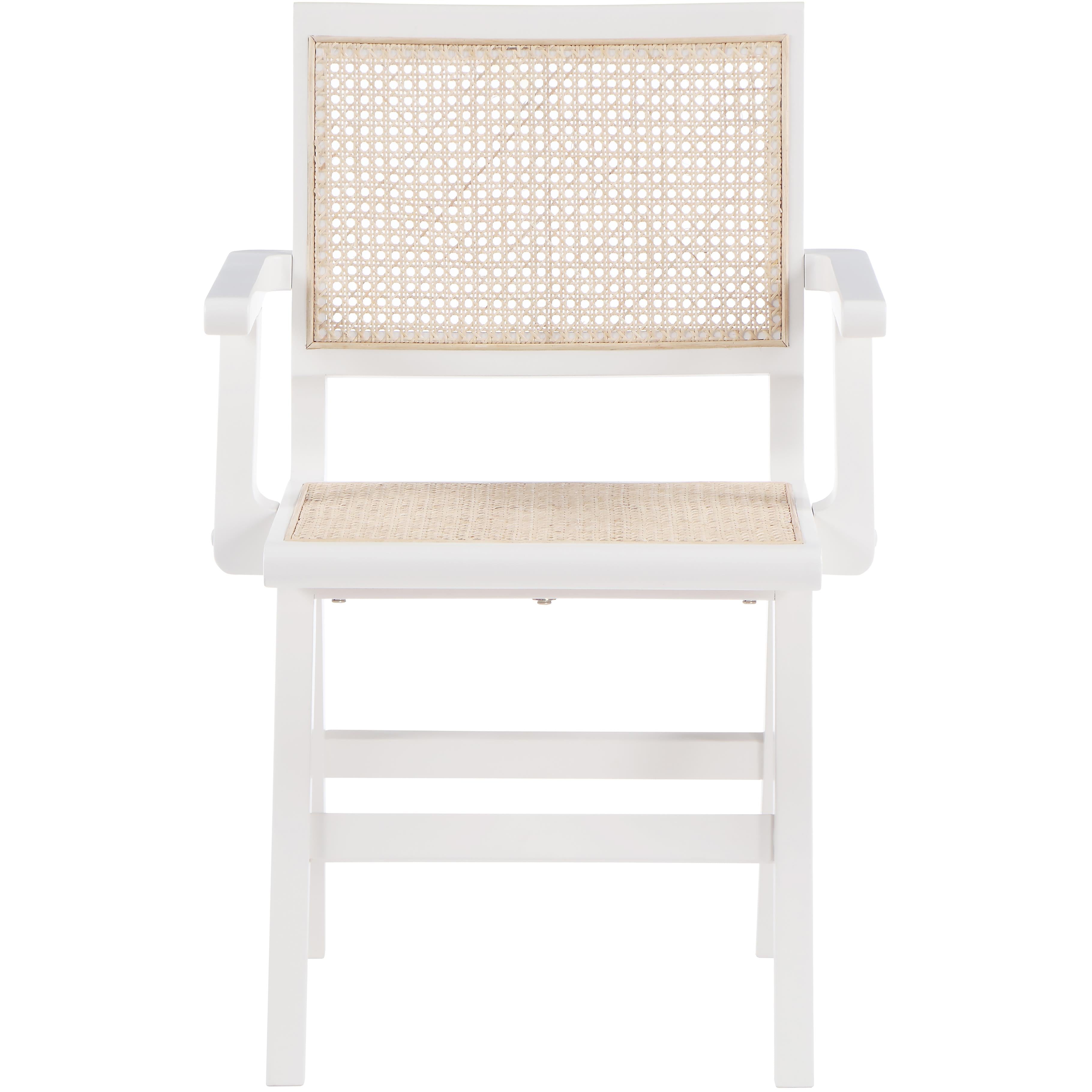 Meridian Preston White Wood Dining Arm Chair