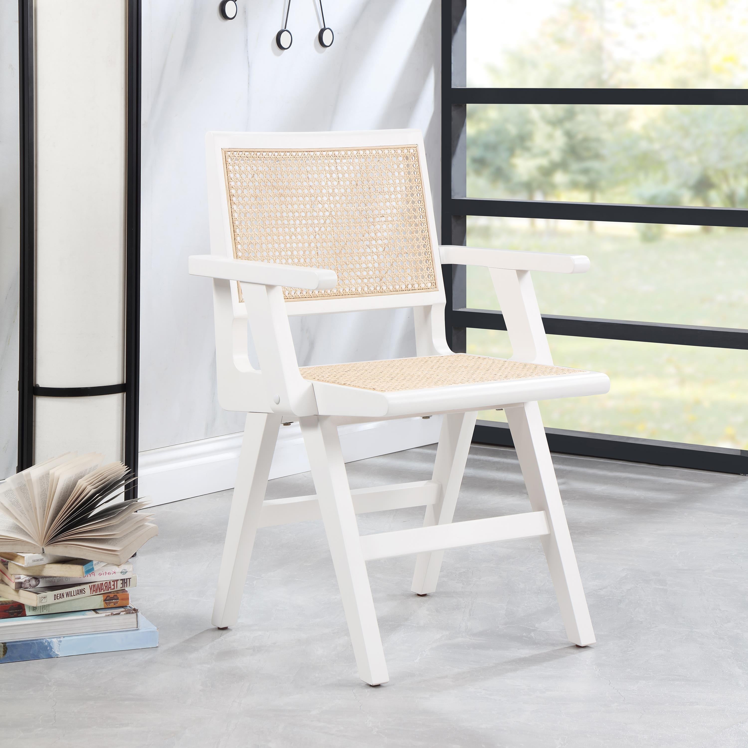 Meridian Preston White Wood Dining Arm Chair