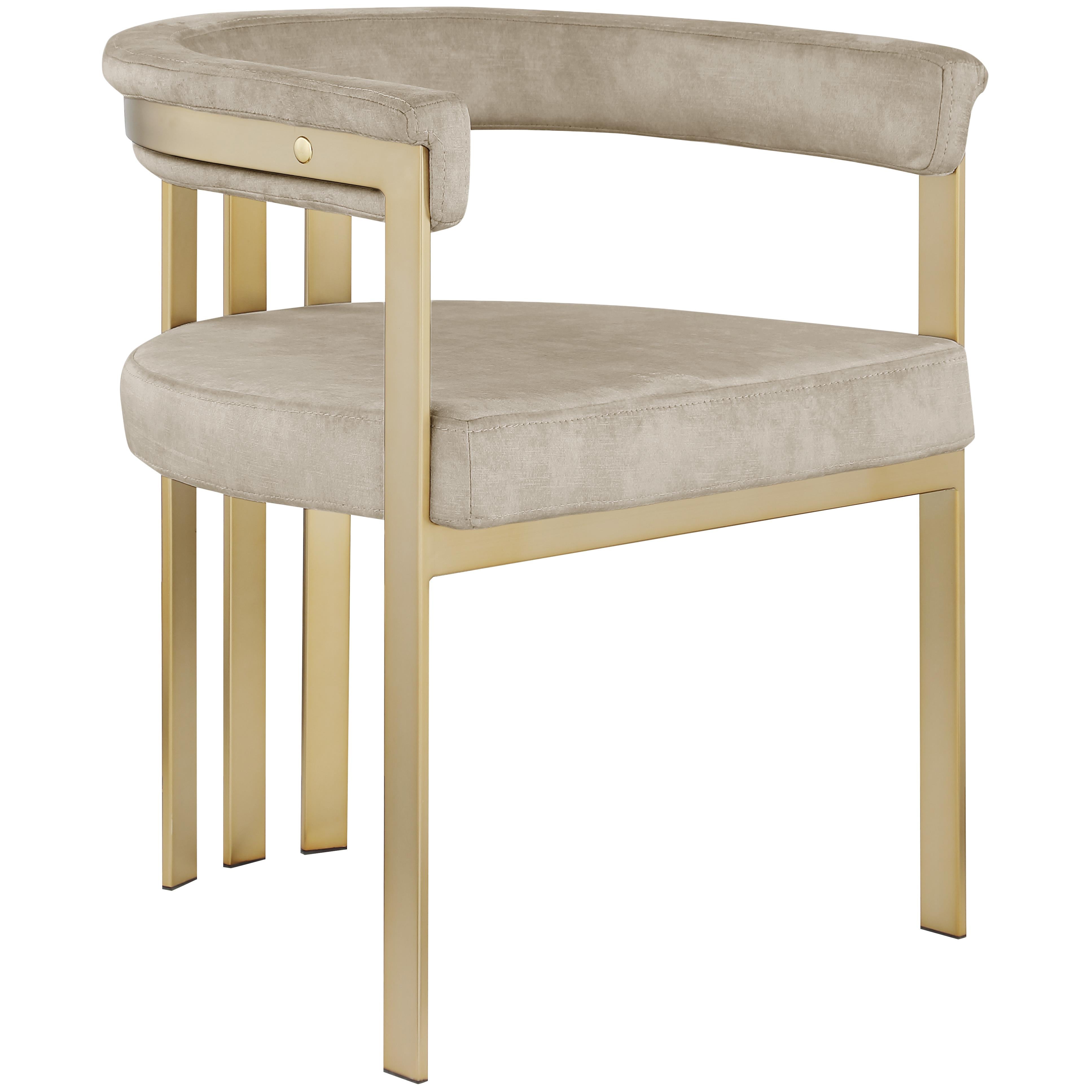 Meridian Marcello Stone Colored Velvet Dining Chair