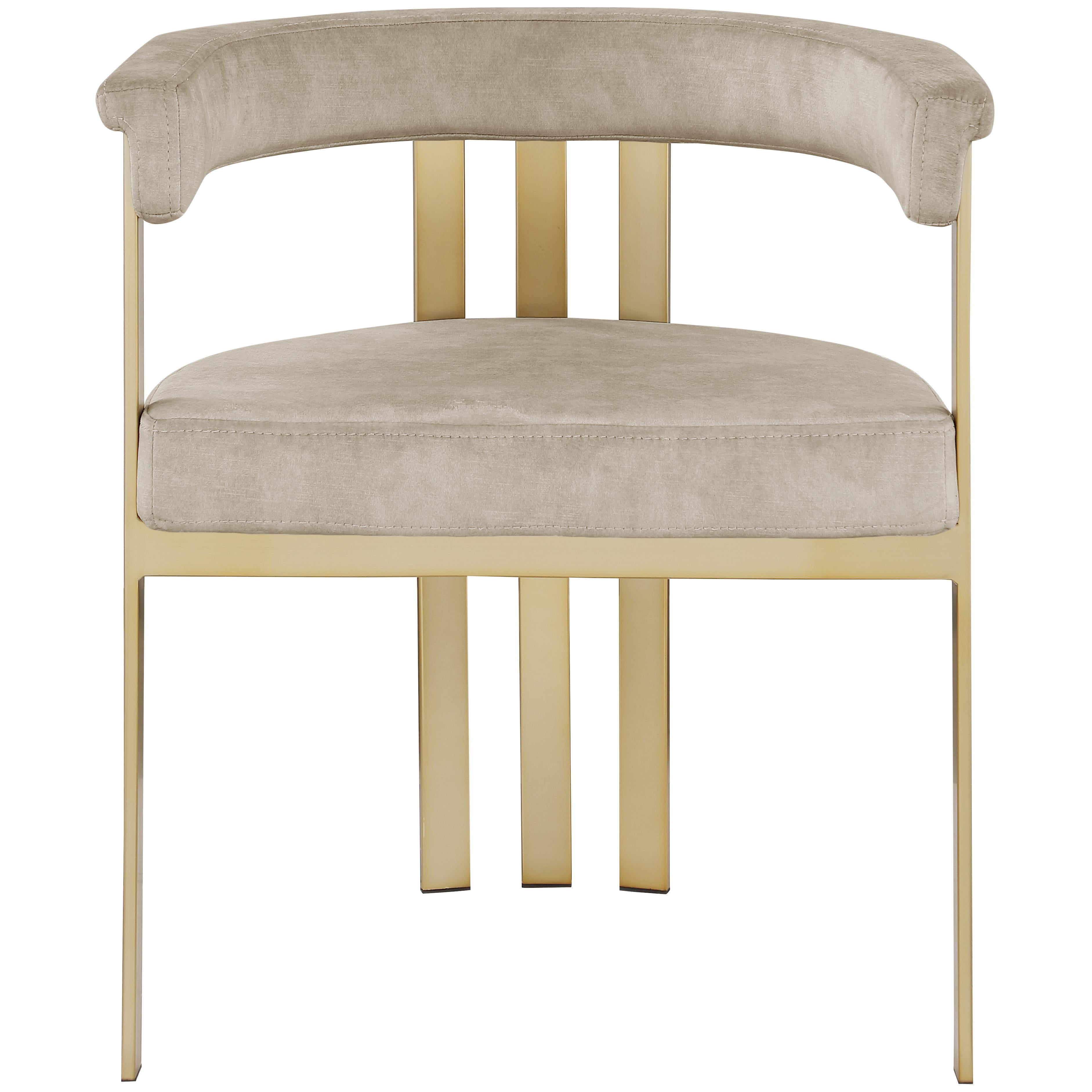 Meridian Marcello Stone Colored Velvet Dining Chair