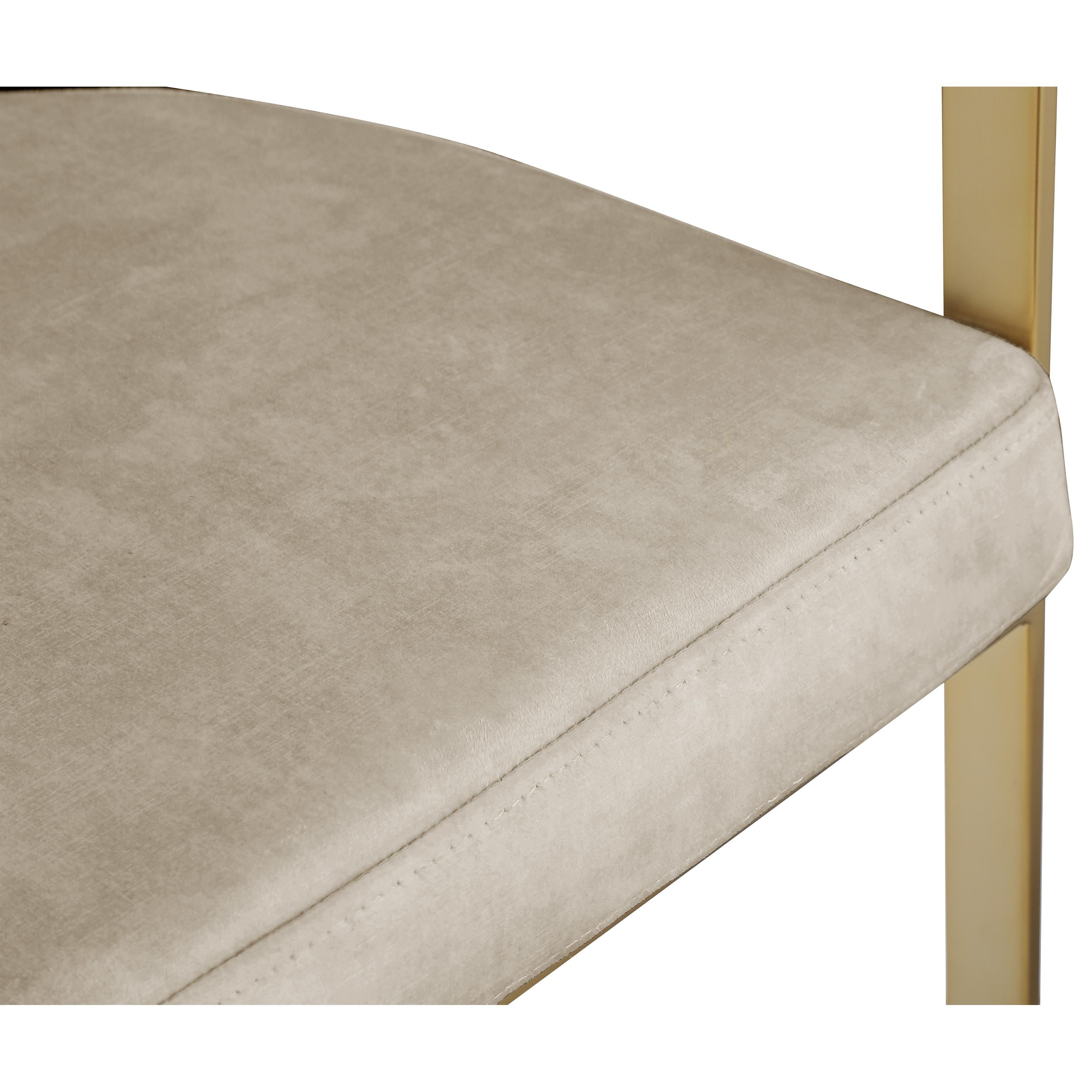 Meridian Marcello Stone Colored Velvet Dining Chair