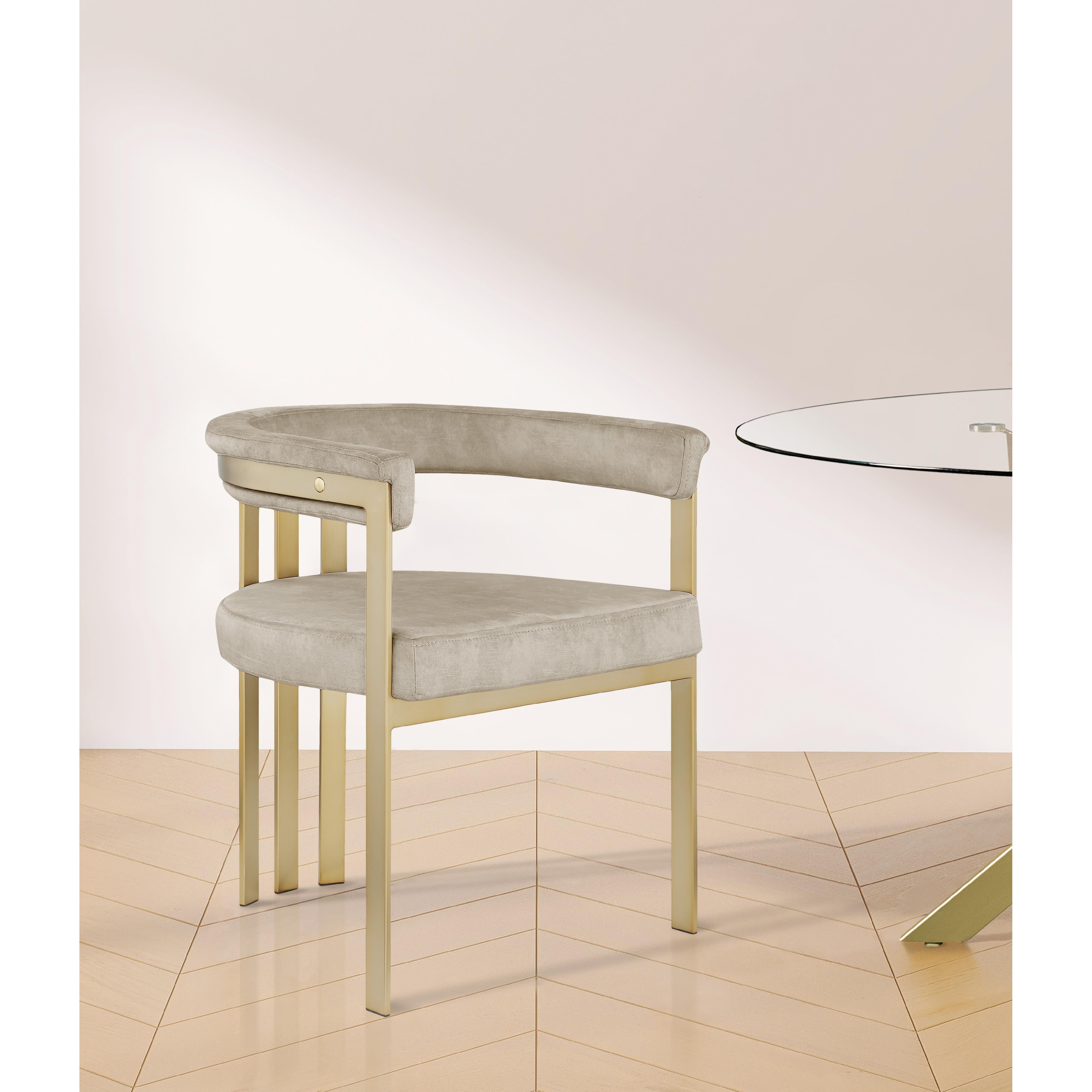 Meridian Marcello Stone Colored Velvet Dining Chair