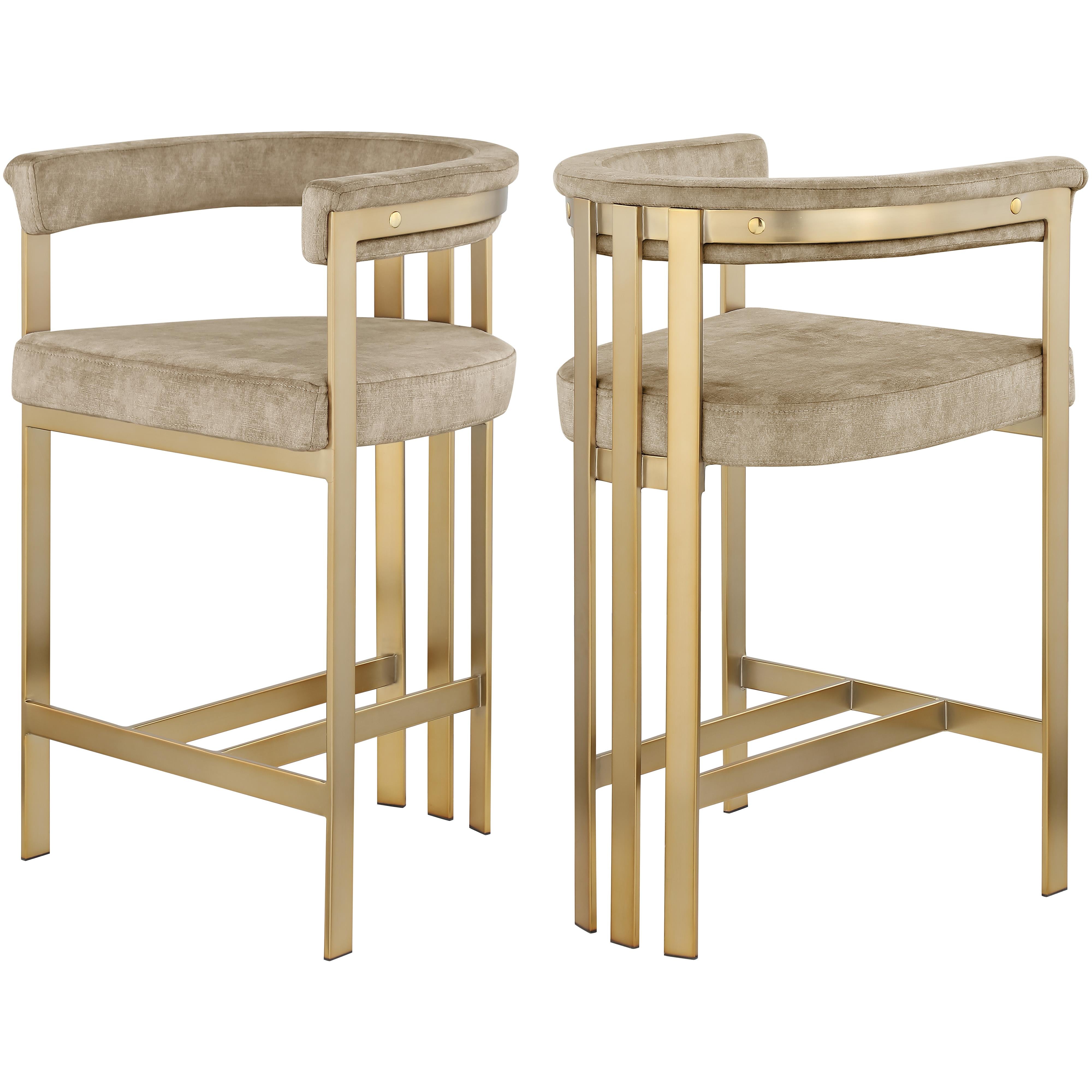 Meridian Marcello Beige Velvet Counter Stool