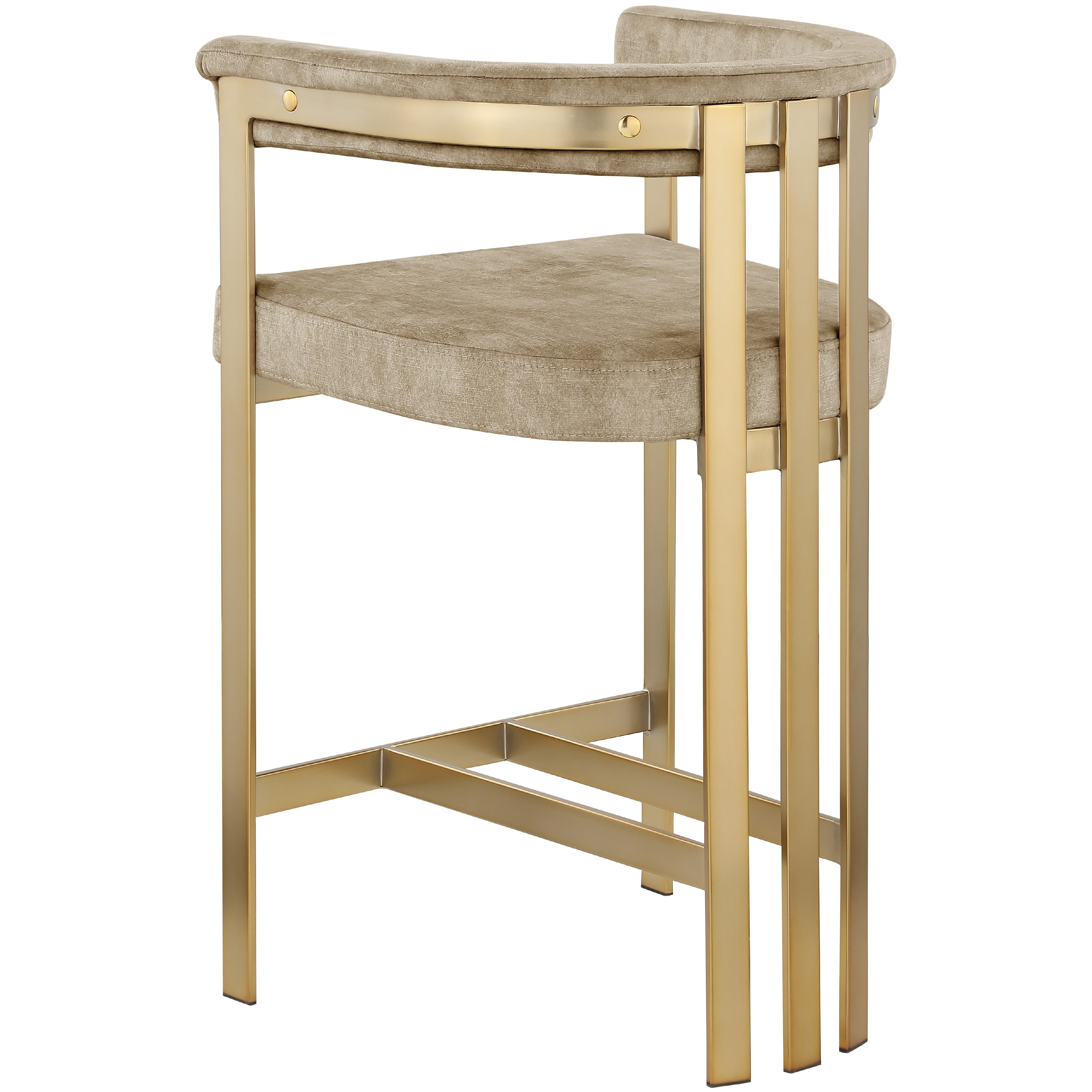Meridian Marcello Beige Velvet Counter Stool