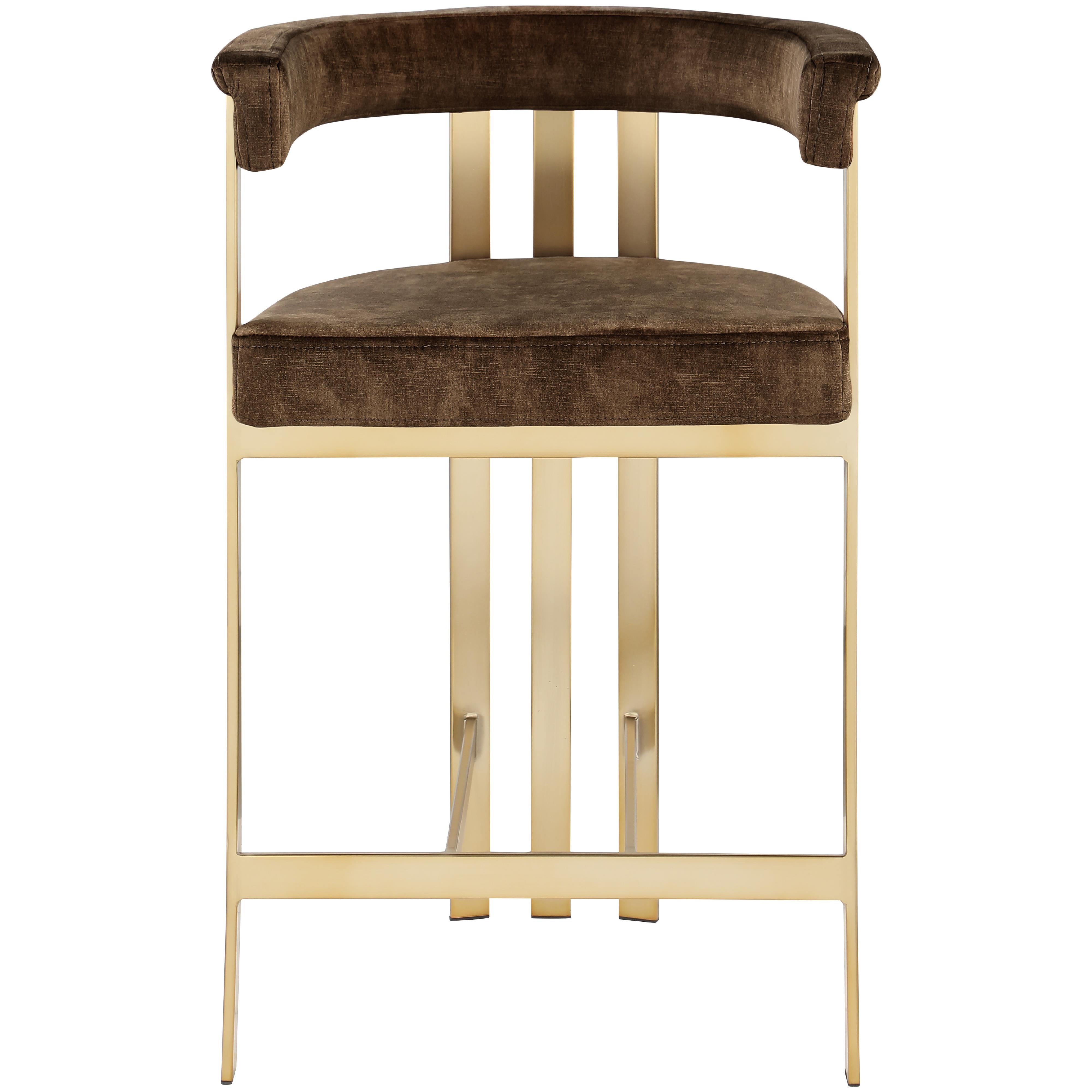 Meridian Marcello Brown Velvet Counter Stool