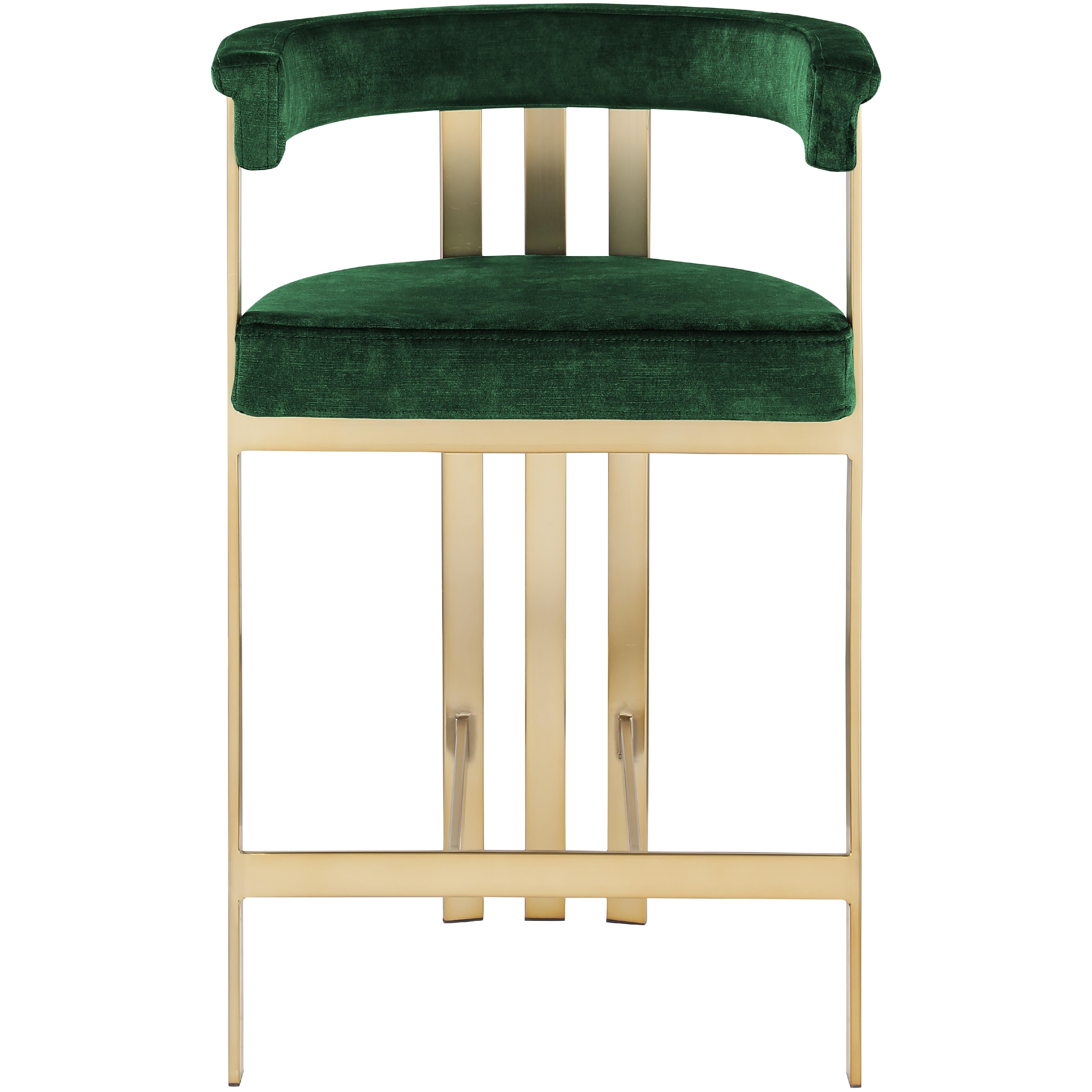Meridian Marcello Green Velvet Counter Stool