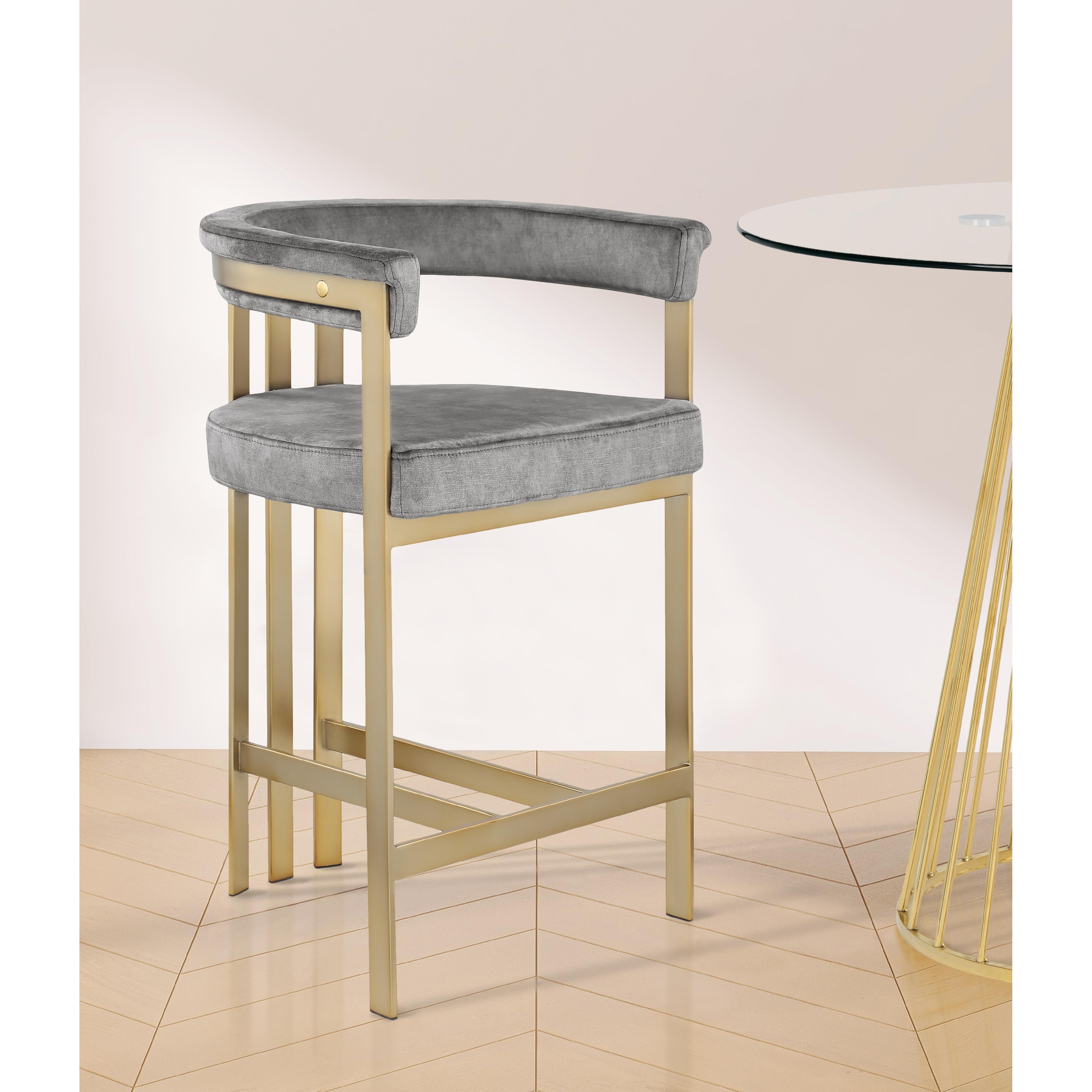 Meridian Marcello Grey Velvet Counter Stool