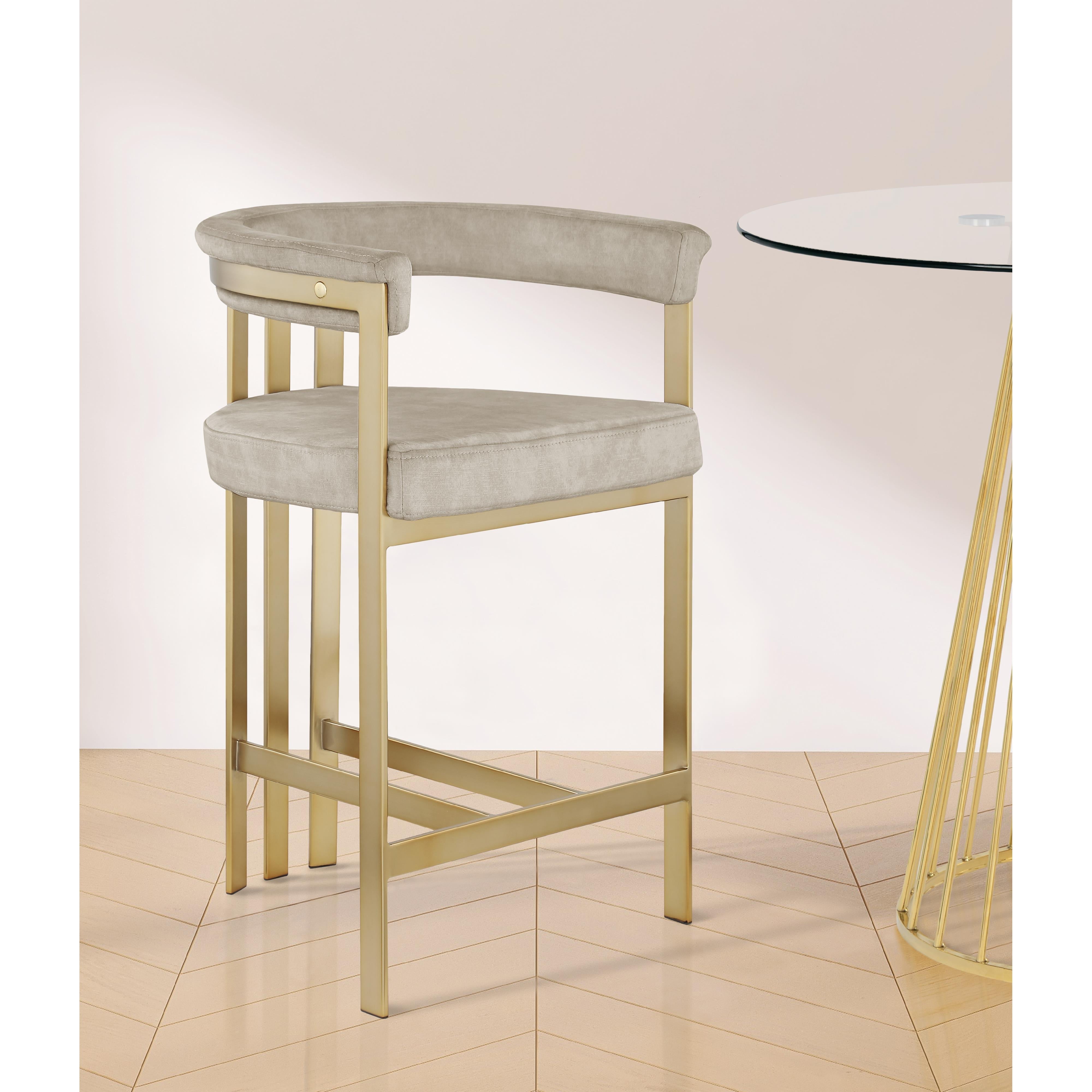Meridian Marcello Stone Colored Velvet Counter Stool