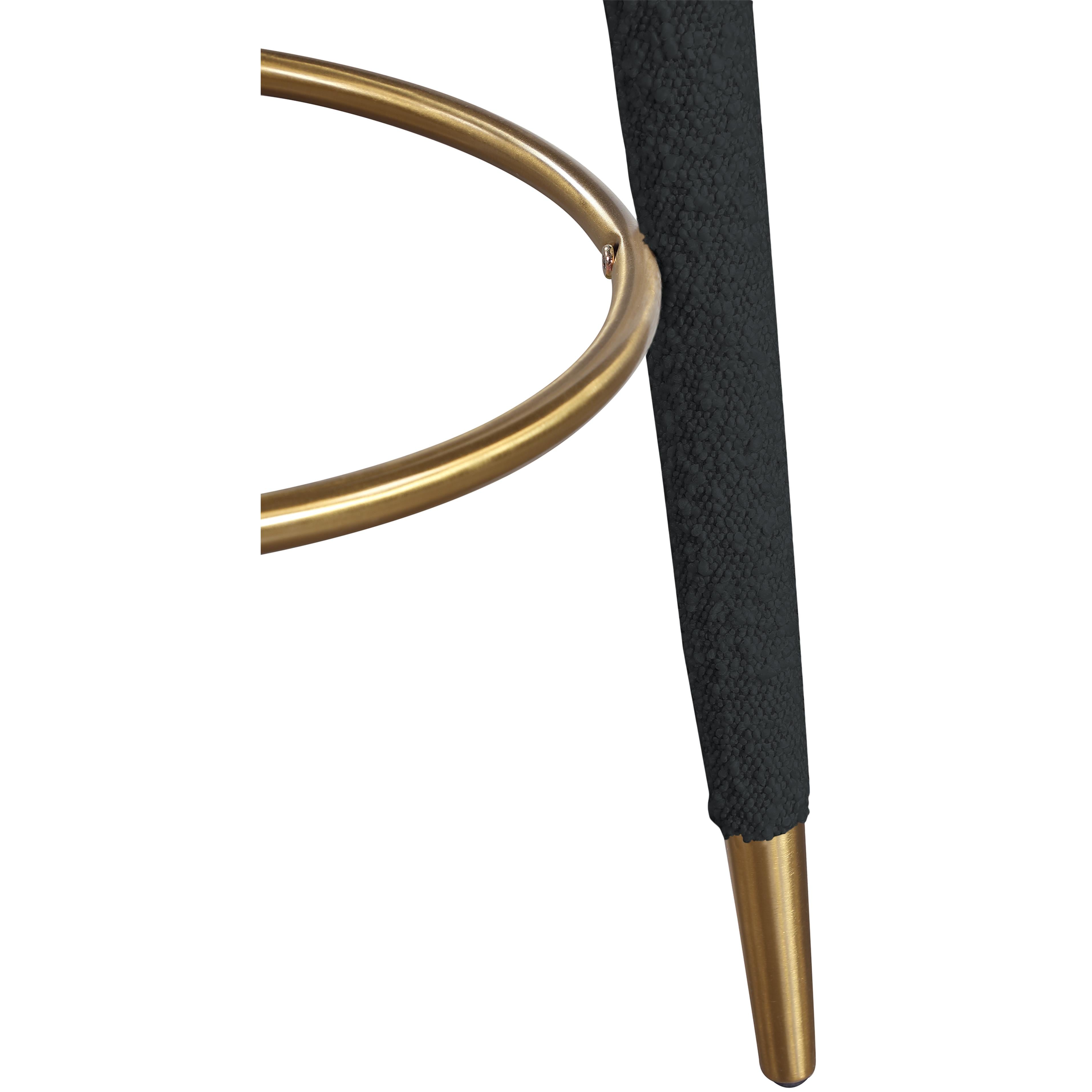 Meridian Coral Black Boucle Fabric Bar Stool