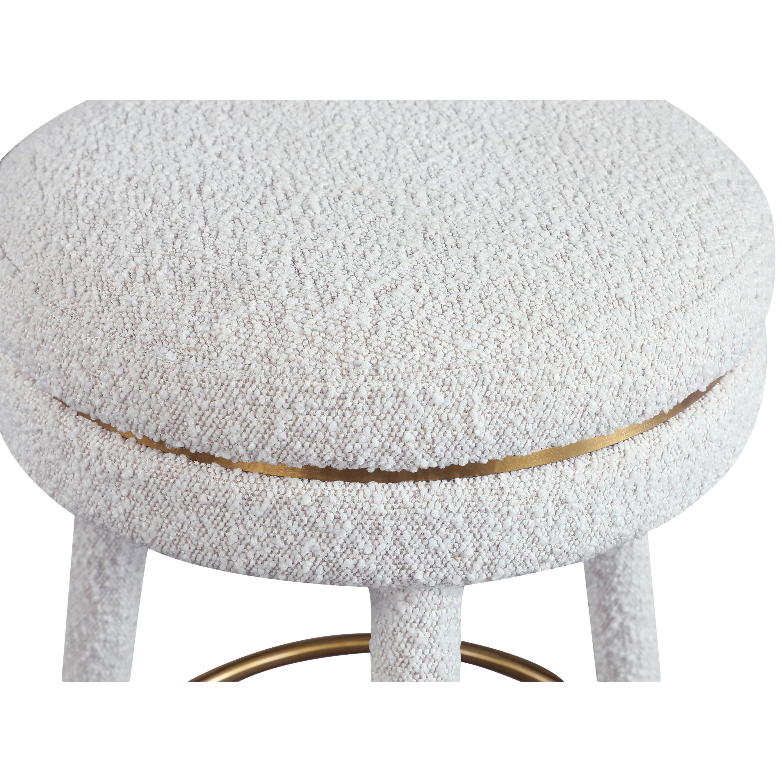 Meridian Coral Cream Boucle Fabric Bar Stool