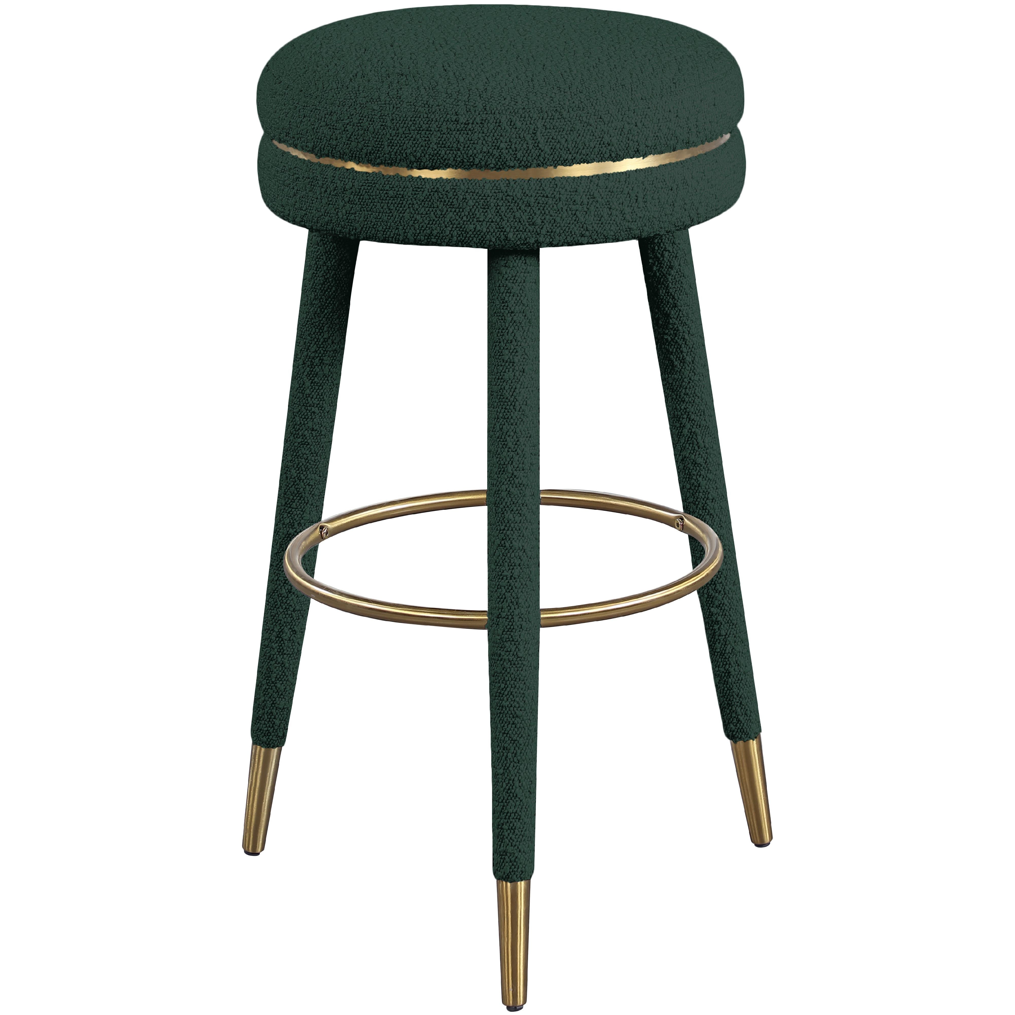 Meridian Coral Green Boucle Fabric Bar Stool