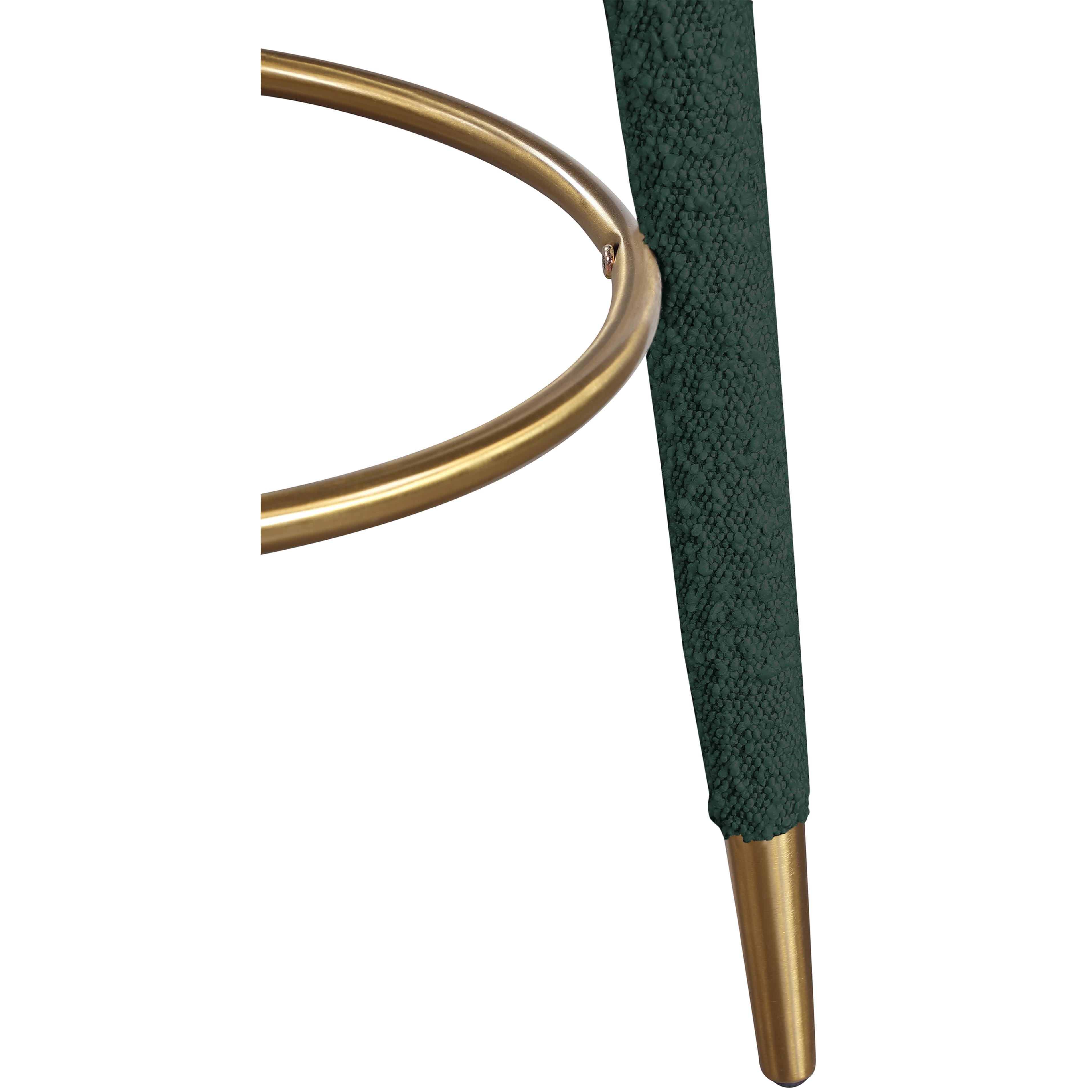 Meridian Coral Green Boucle Fabric Bar Stool