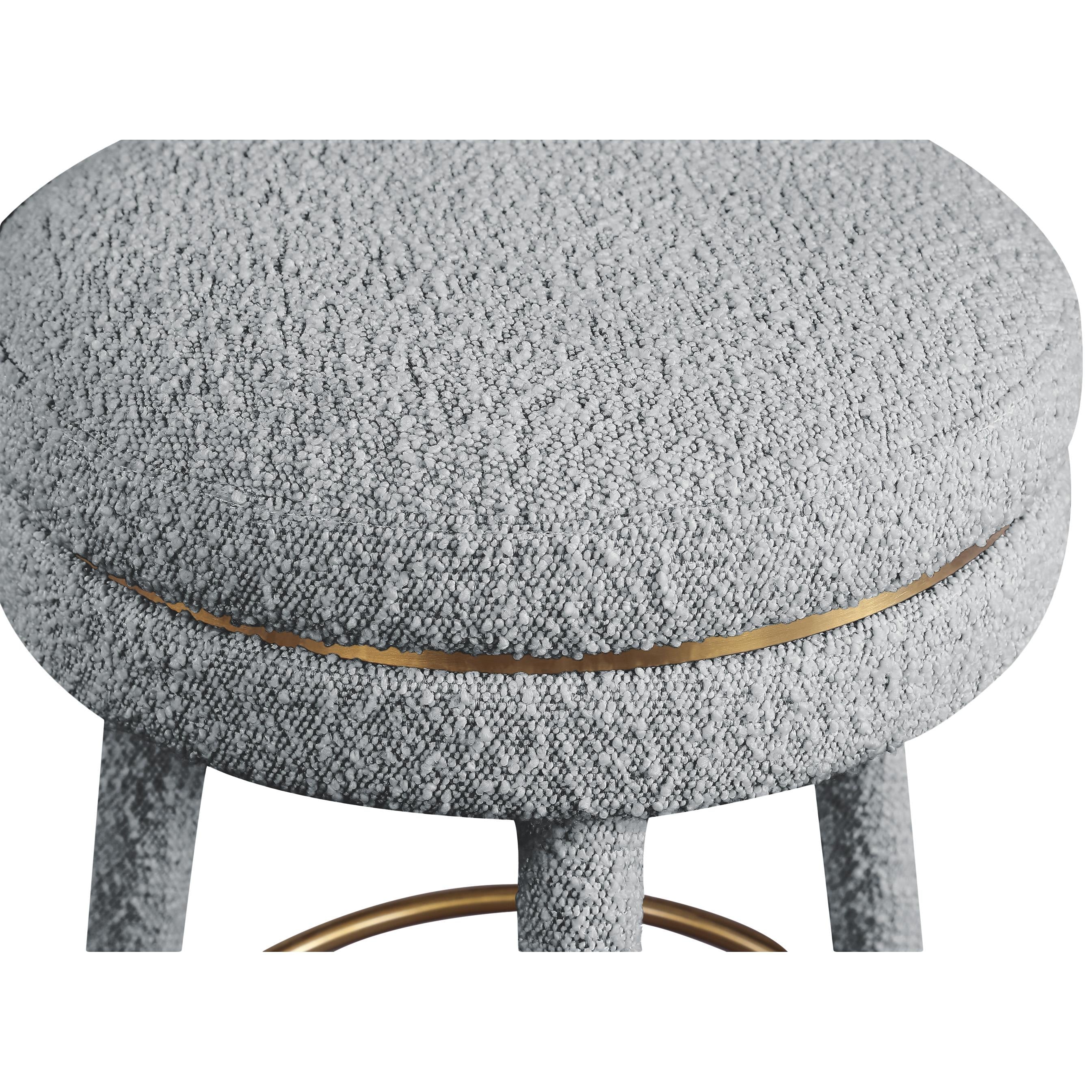 Meridian Coral Grey Boucle Fabric Bar Stool