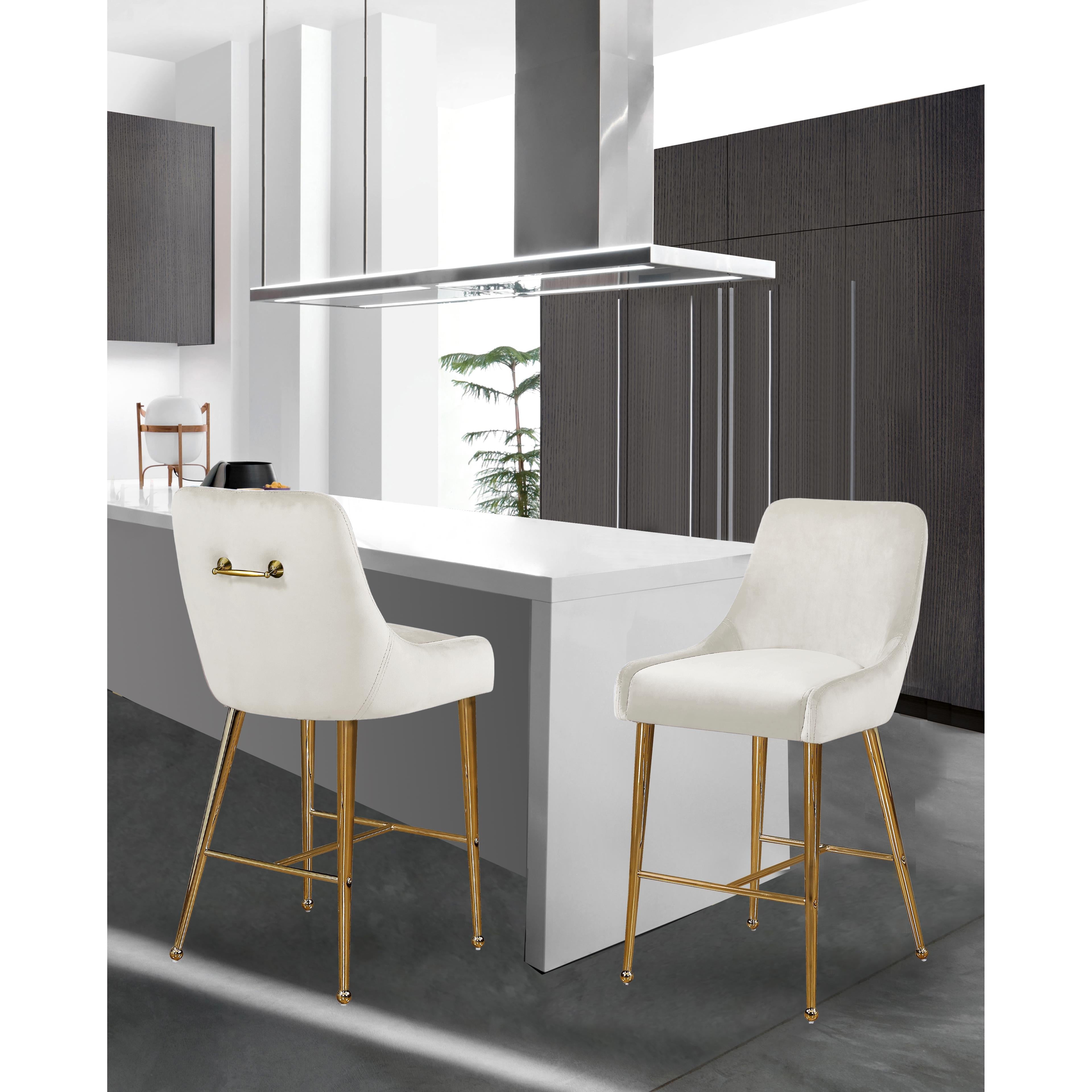 Meridian Owen Cream Velvet Stool