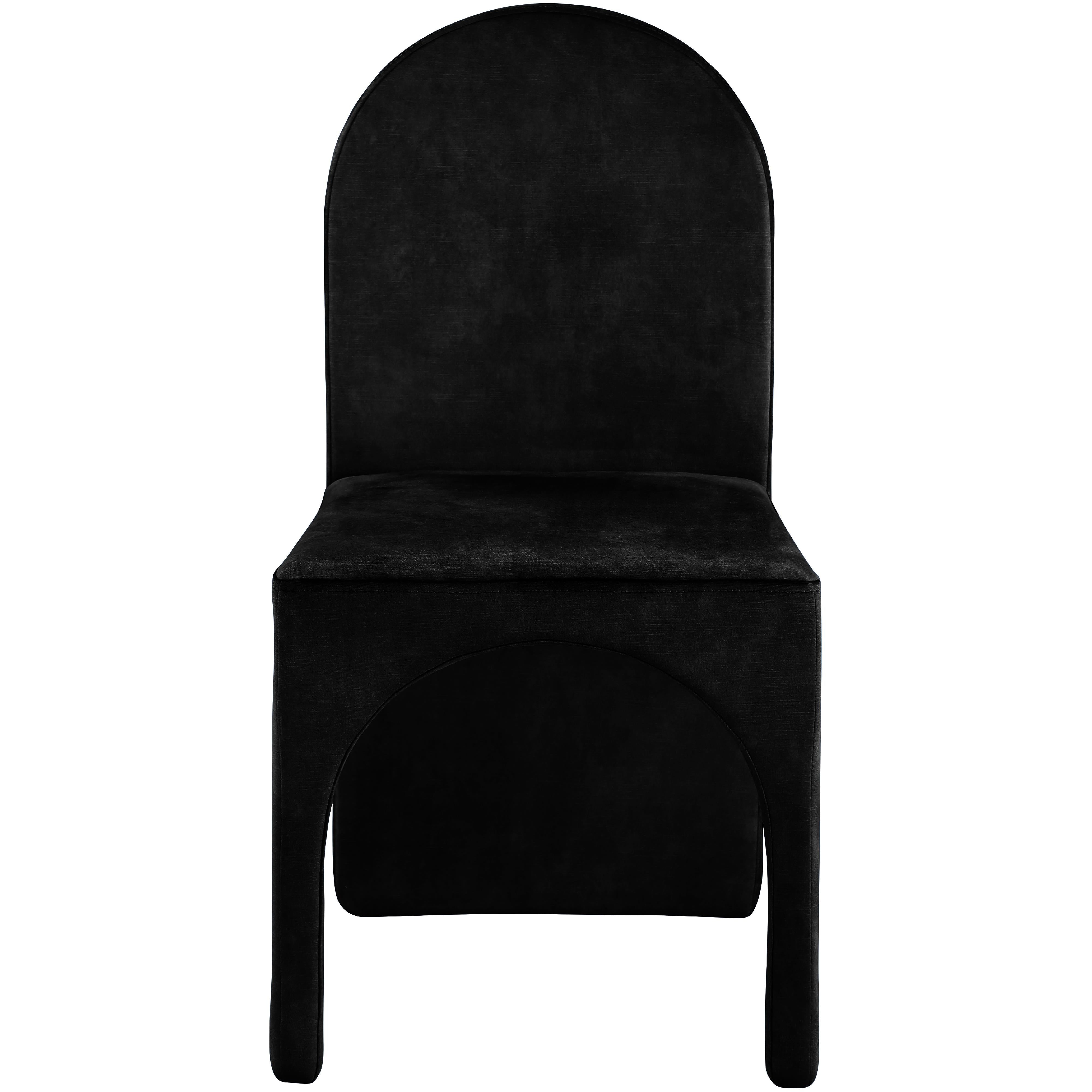 Meridian Summer Black Velvet Dining Side Chair